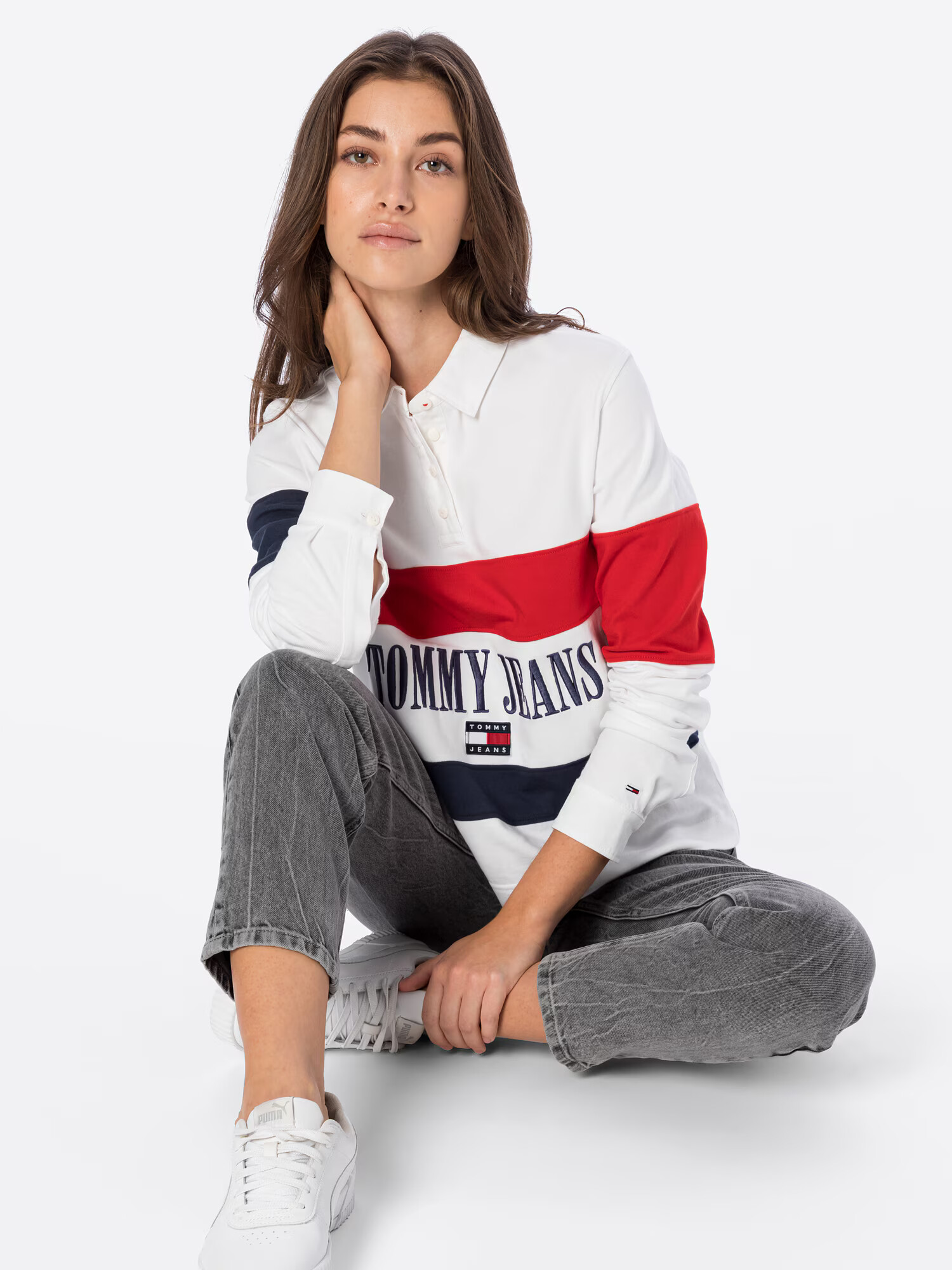 Tommy Jeans Majica nočno modra / rdeča / bela - Pepit.si