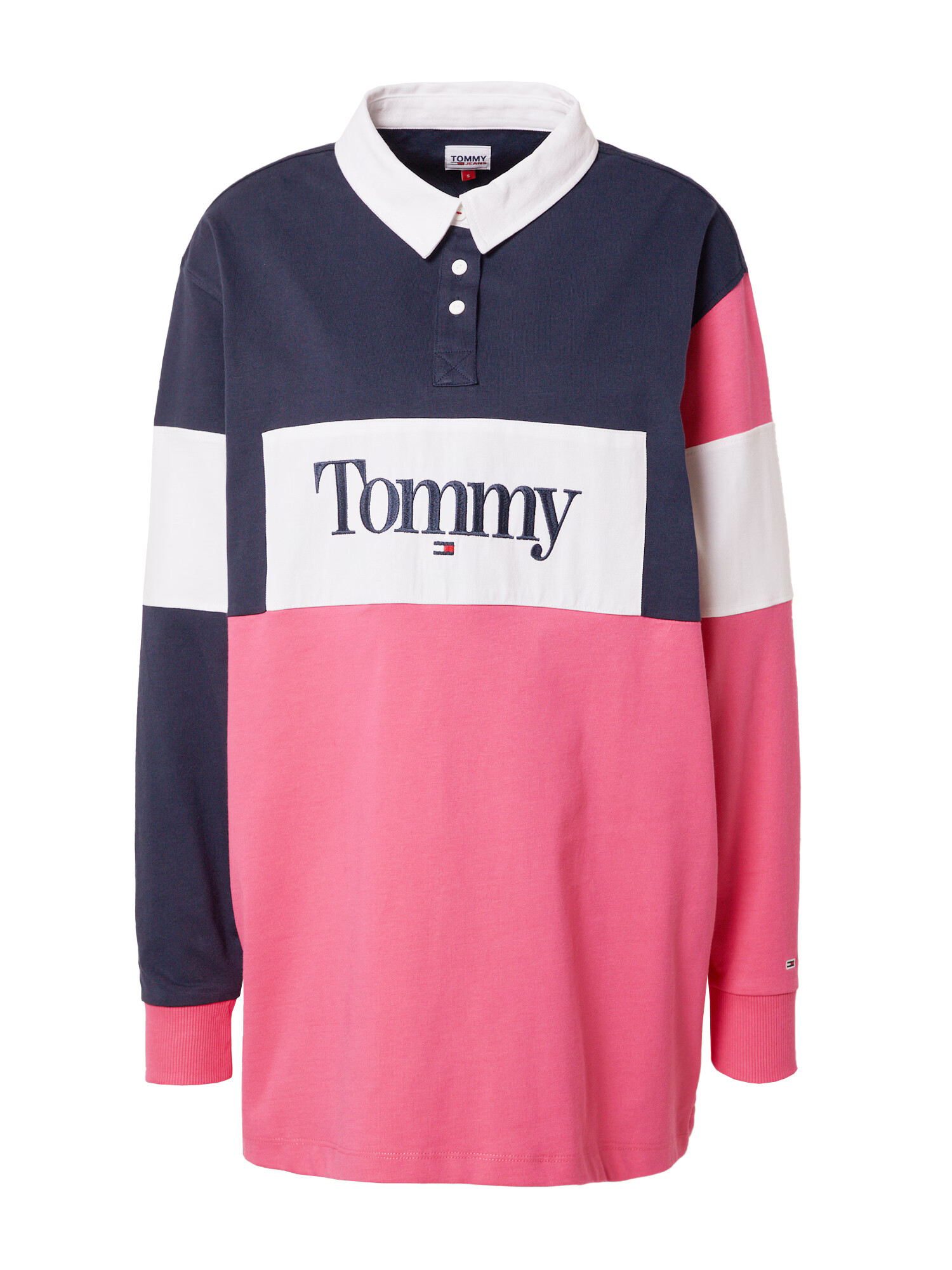 Tommy Jeans Majica nočno modra / svetlo roza / bela - Pepit.si