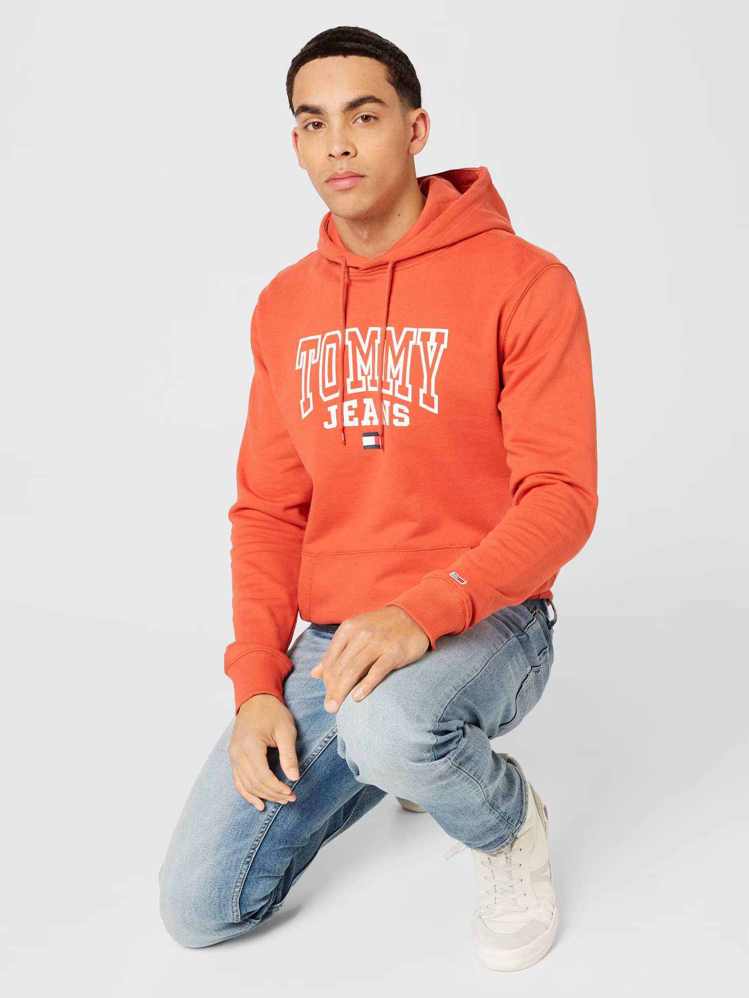 Tommy Jeans Majica oranžno rdeča / bela - Pepit.si