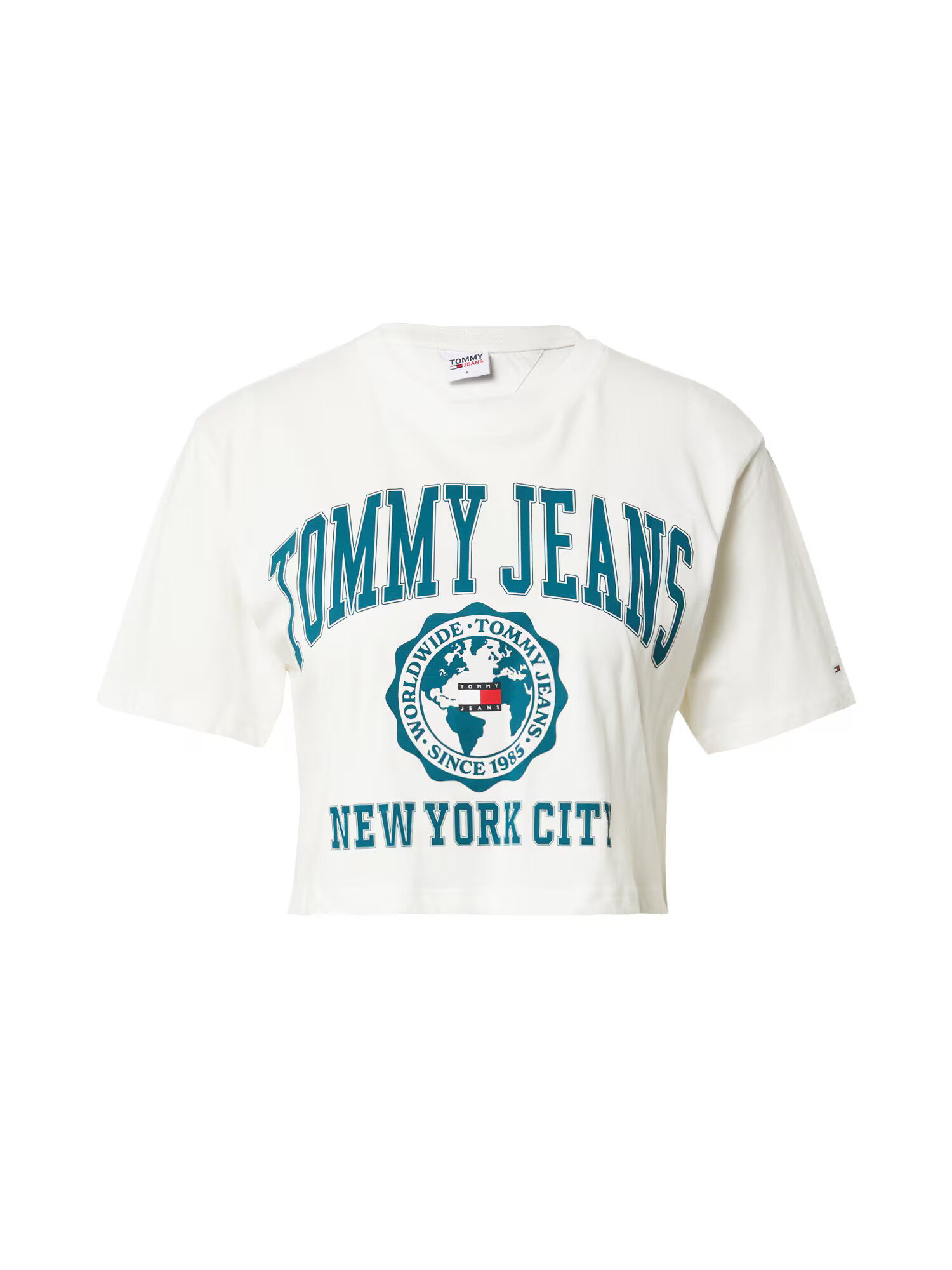 Tommy Jeans Majica petrol / rdeča / off-bela - Pepit.si