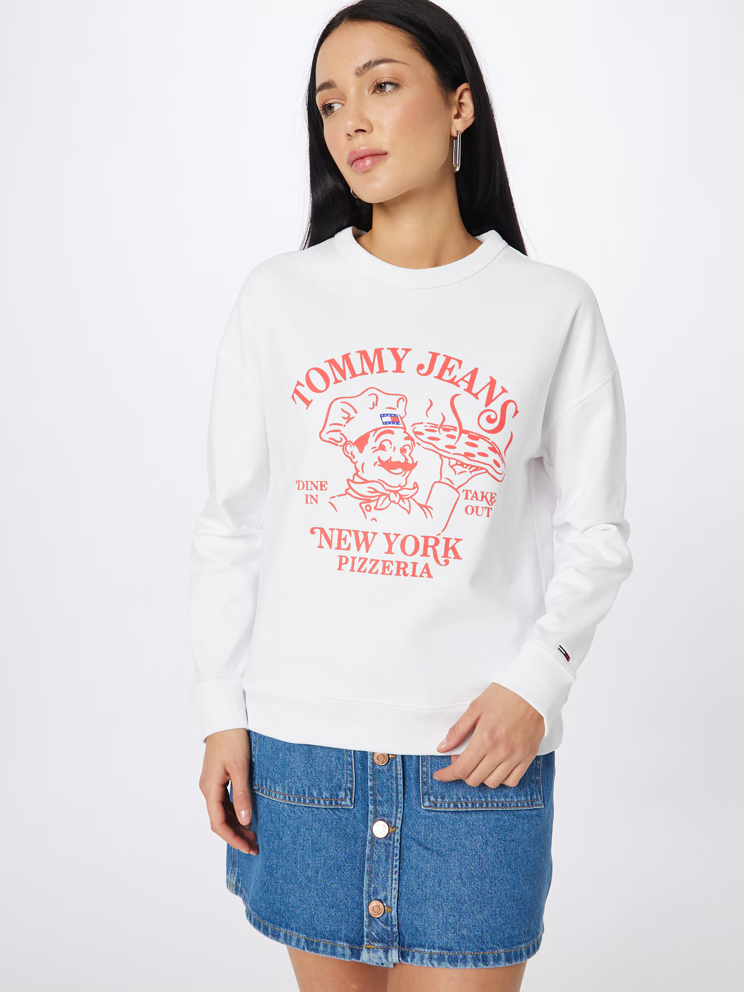 Tommy Jeans Majica rdeča / bela - Pepit.si