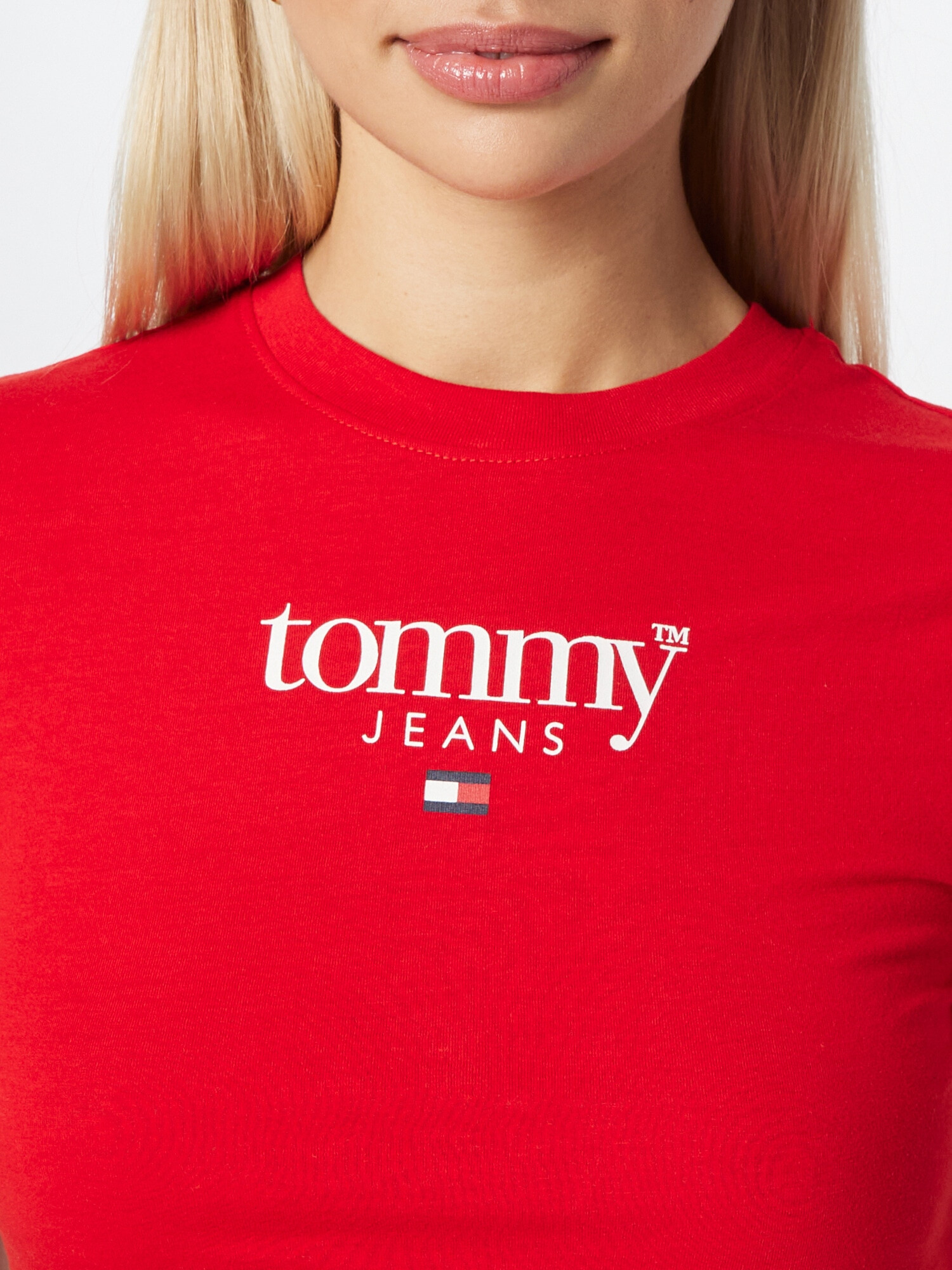 Tommy Jeans Majica rdeča / bela - Pepit.si