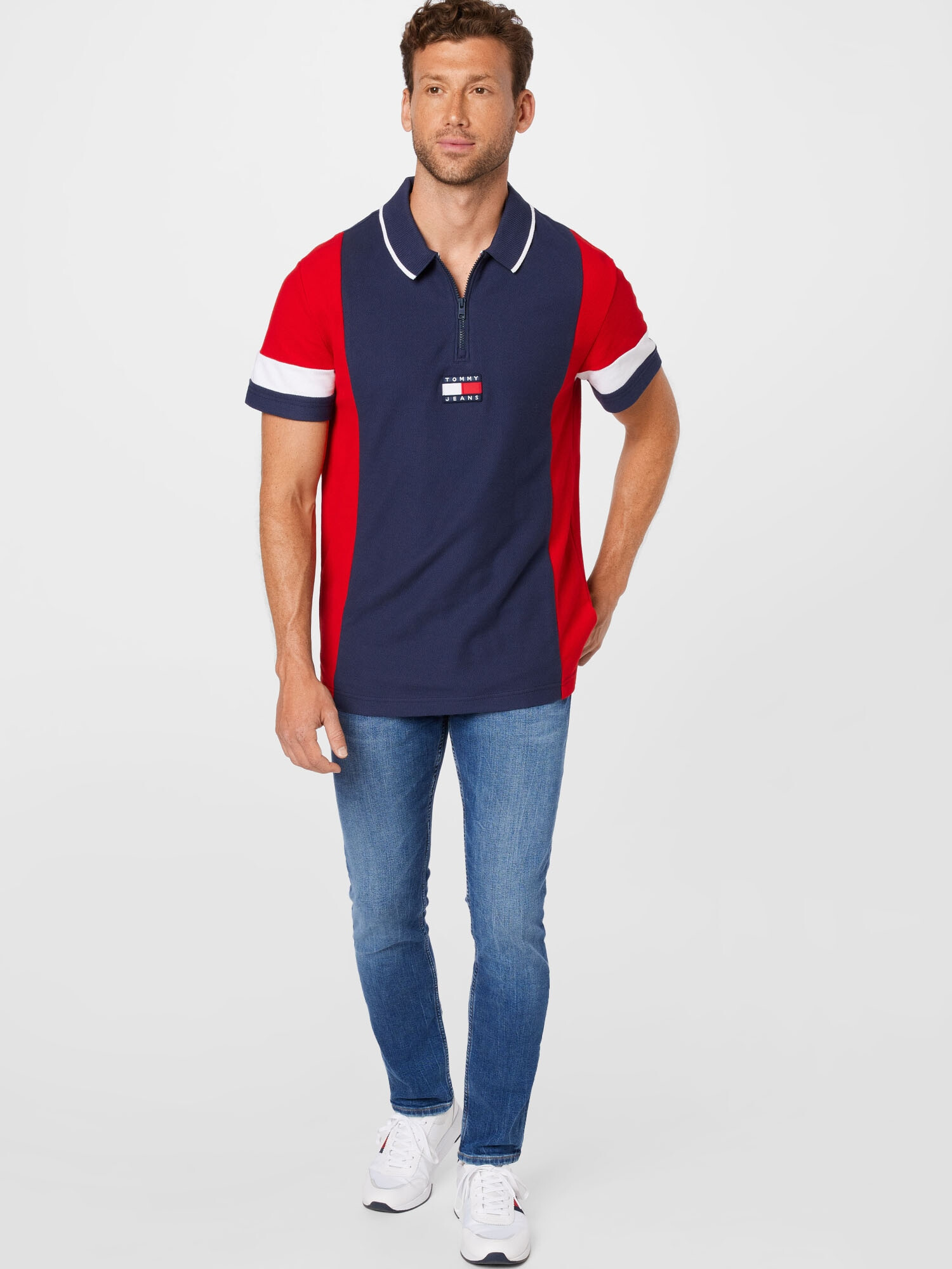 Tommy Jeans Majica nočno modra / rdeča / bela - Pepit.si