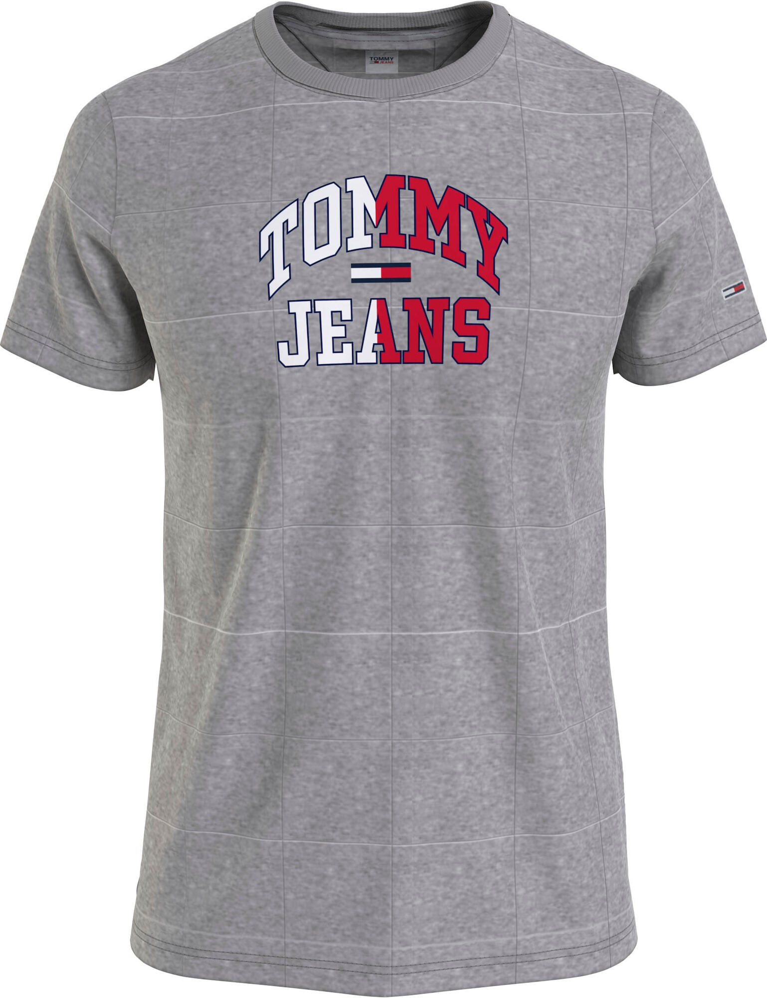 Tommy Jeans Majica mornarska / pegasto siva / rdeča / bela - Pepit.si