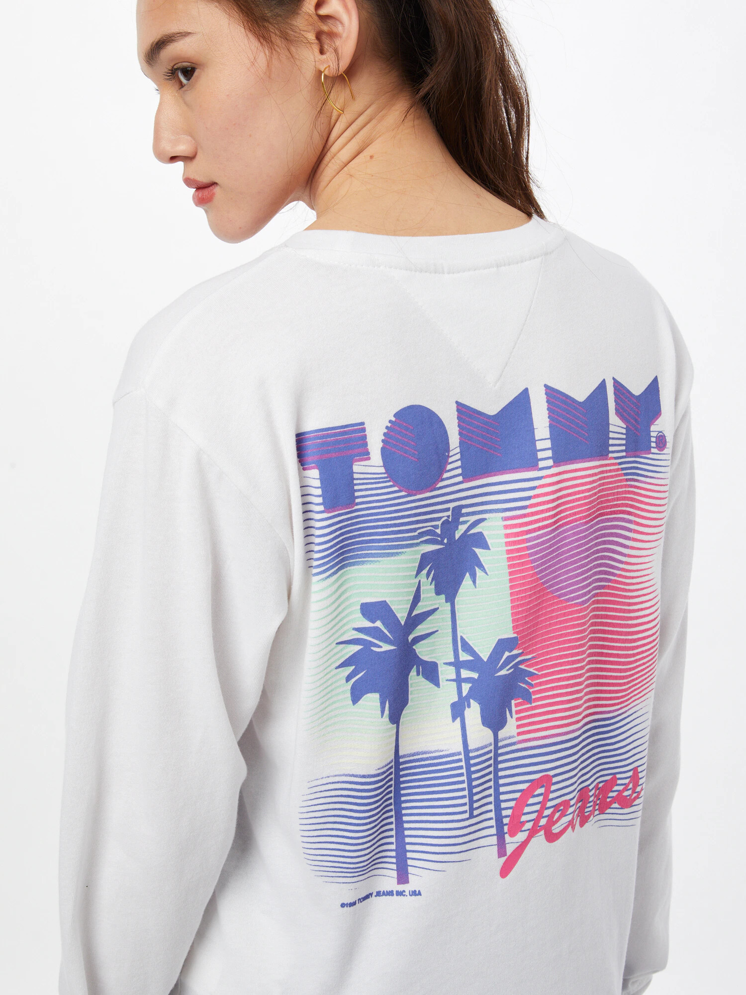 Tommy Jeans Majica temno liila / rdeča / bela - Pepit.si