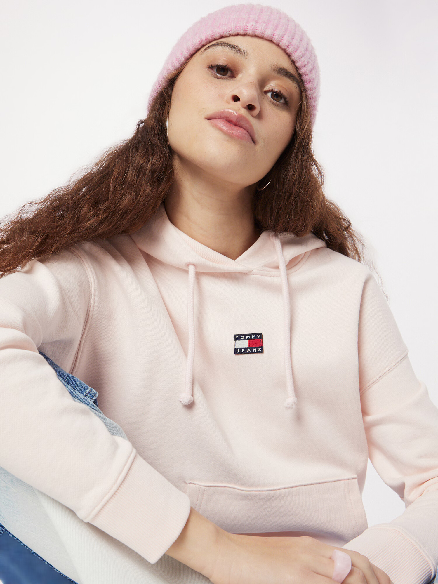 Tommy Jeans Majica temno modra / pastelno roza / rdeča / bela - Pepit.si