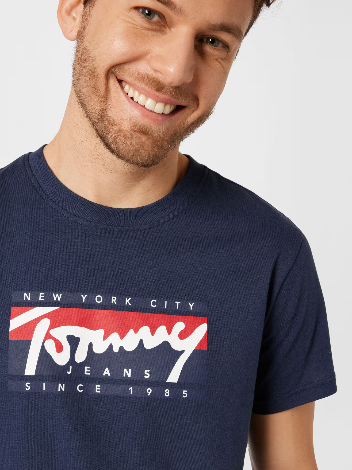 Tommy Jeans Majica temno modra / rdeča / bela - Pepit.si