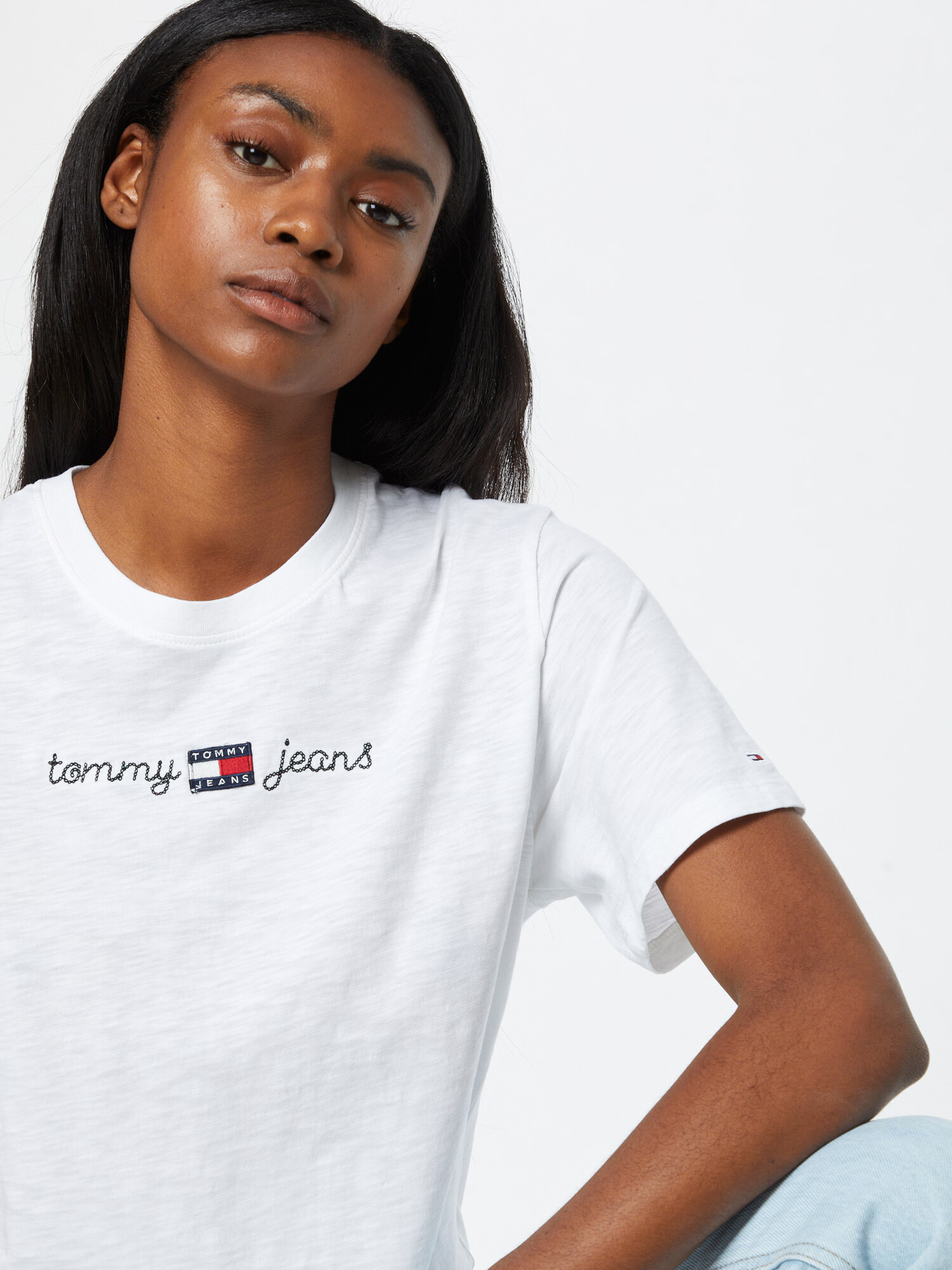 Tommy Jeans Majica temno modra / rdeča / bela - Pepit.si