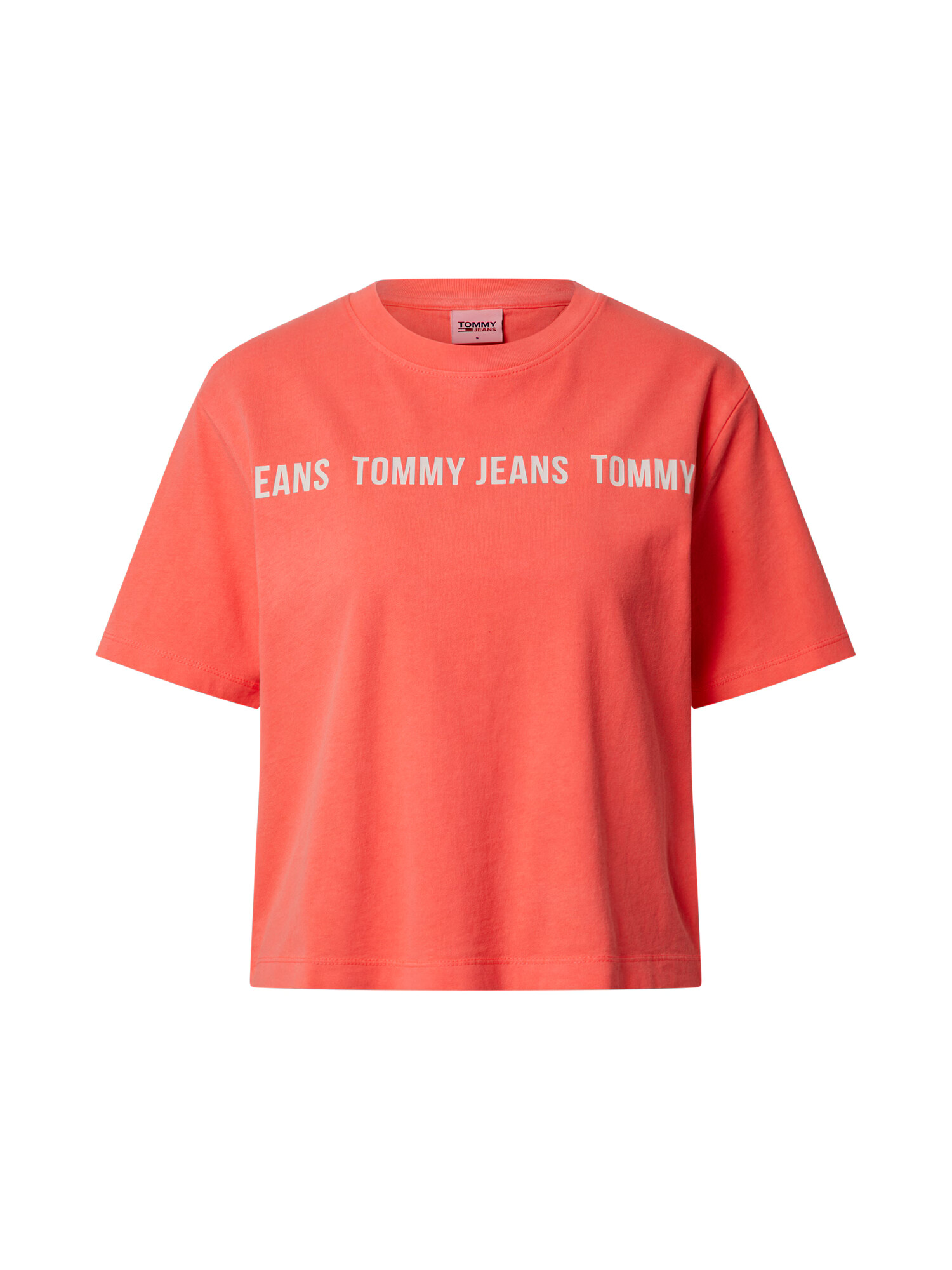 Tommy Jeans Majica 'TJW BXY CROP TAPE SS TEE' bela / svetlo roza - Pepit.si