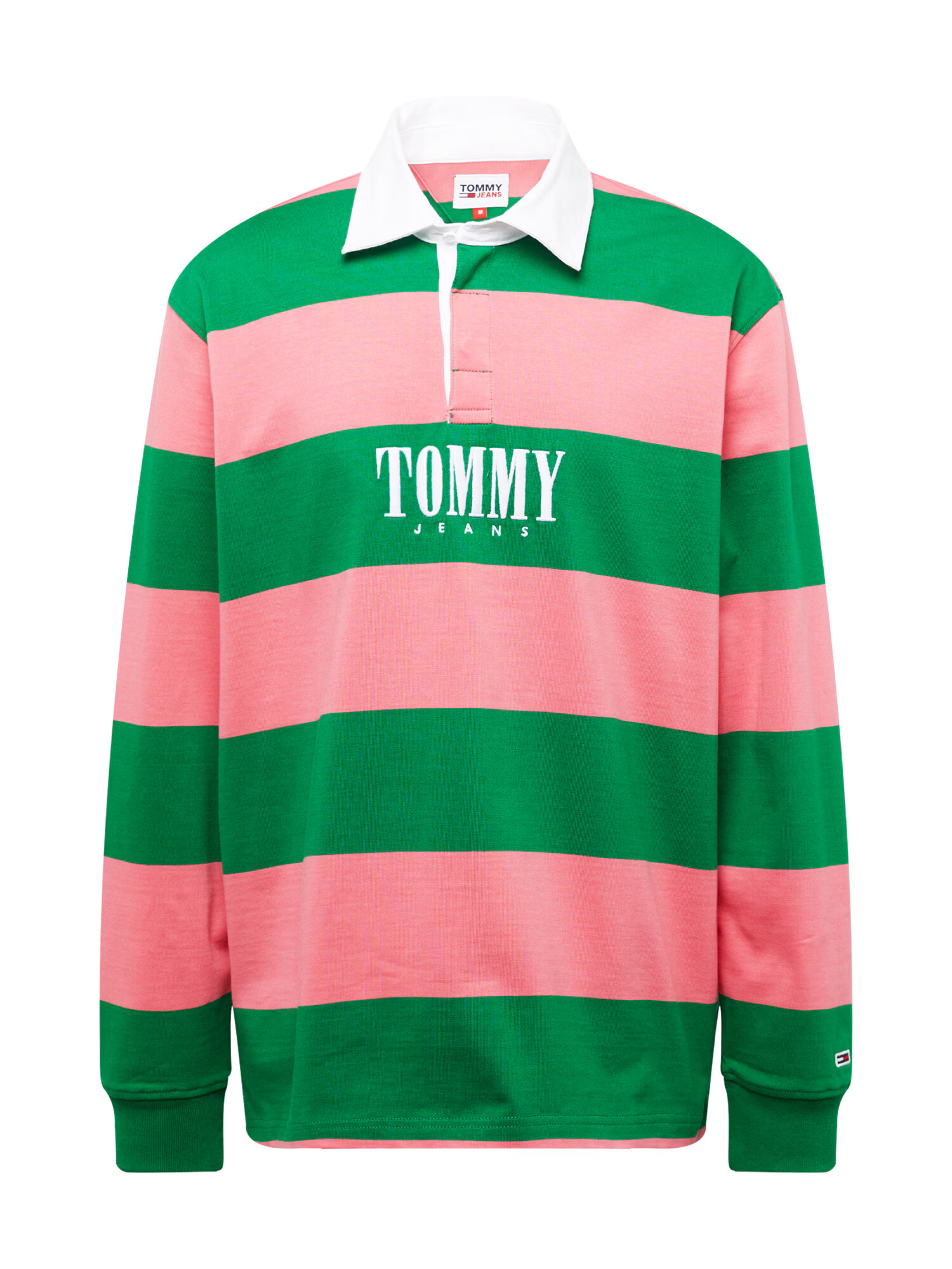 Tommy Jeans Majica travnato zelena / svetlo roza / bela - Pepit.si