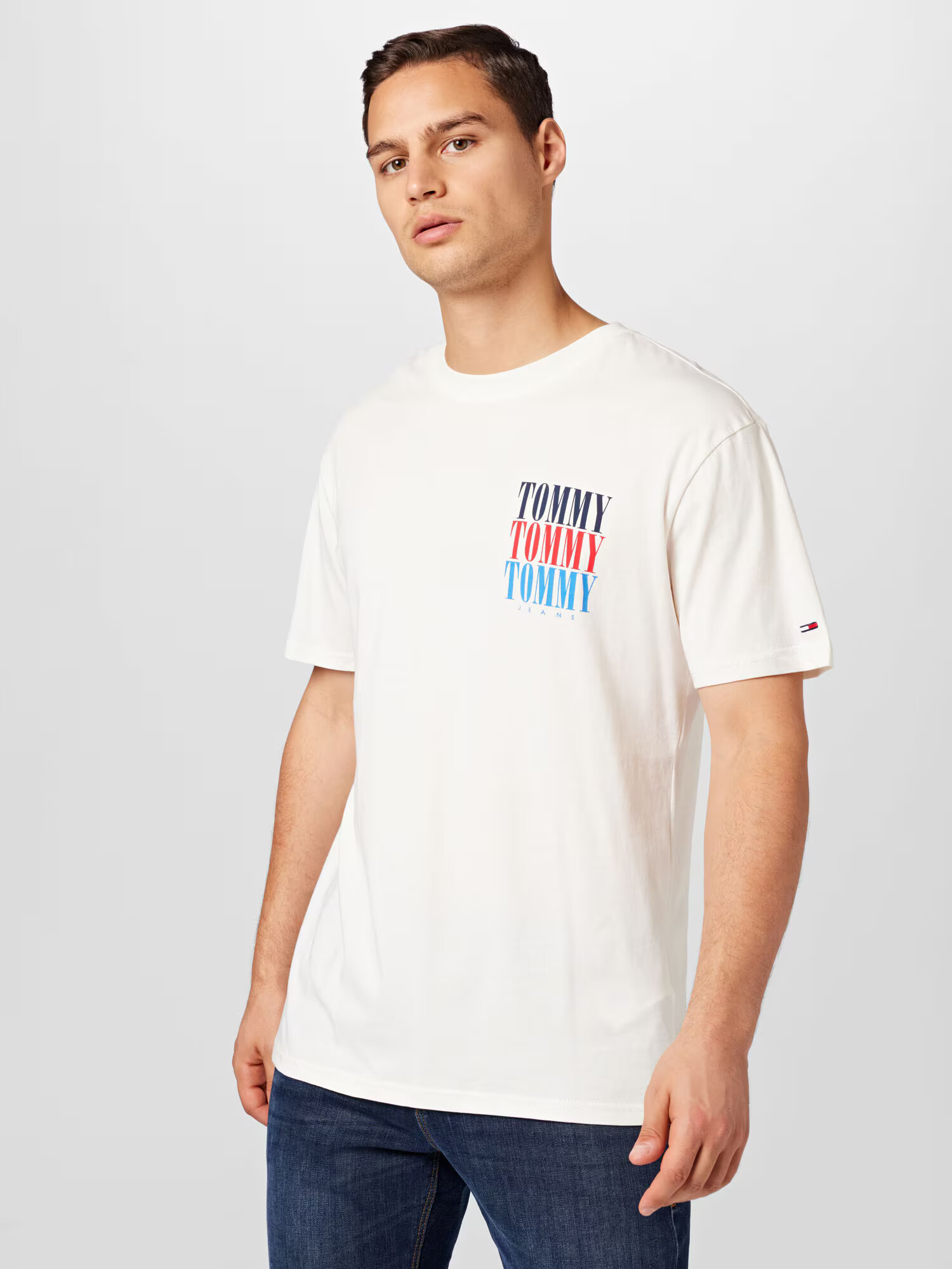 Tommy Jeans Majica turkizna / nočno modra / ognjeno rdeča / bela - Pepit.si