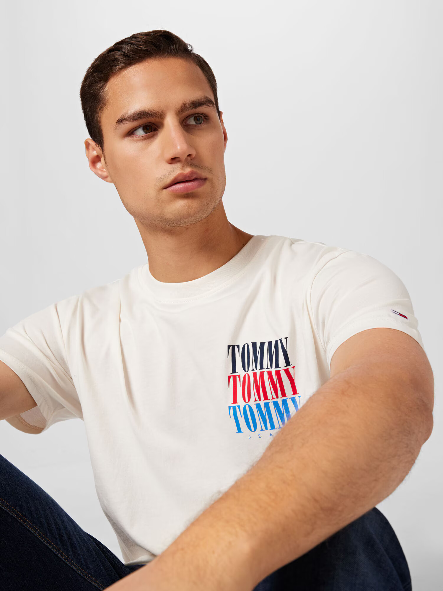 Tommy Jeans Majica turkizna / nočno modra / ognjeno rdeča / bela - Pepit.si