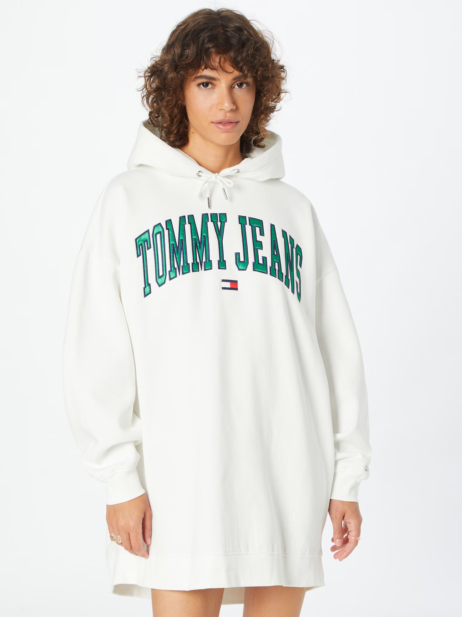 Tommy Jeans Obleka mornarska / zelena / bela - Pepit.si