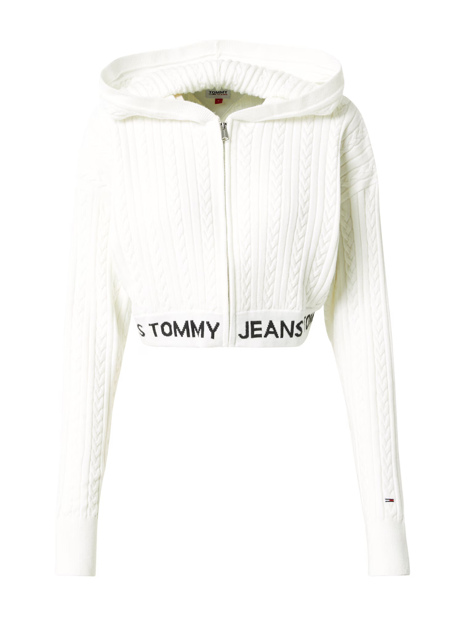 Tommy Jeans Pletena jopa kremna / rdeča / črna - Pepit.si