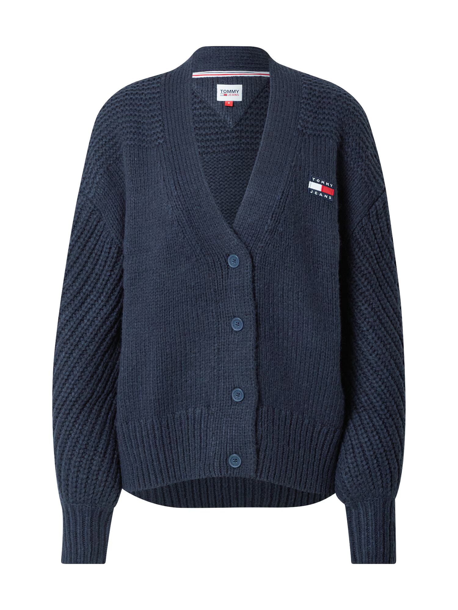 Tommy Jeans Pletena jopa mornarska / rdeča / bela - Pepit.si