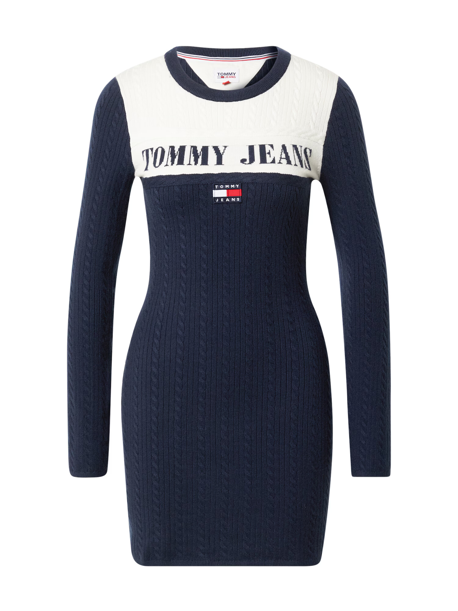 Tommy Jeans Pletena obleka mornarska / rdeča / bela - Pepit.si