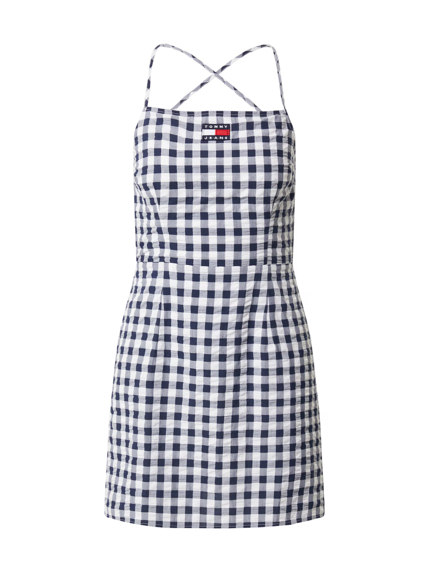 Tommy Jeans Poletna obleka 'Gingham' mornarska / ognjeno rdeča / bela - Pepit.si