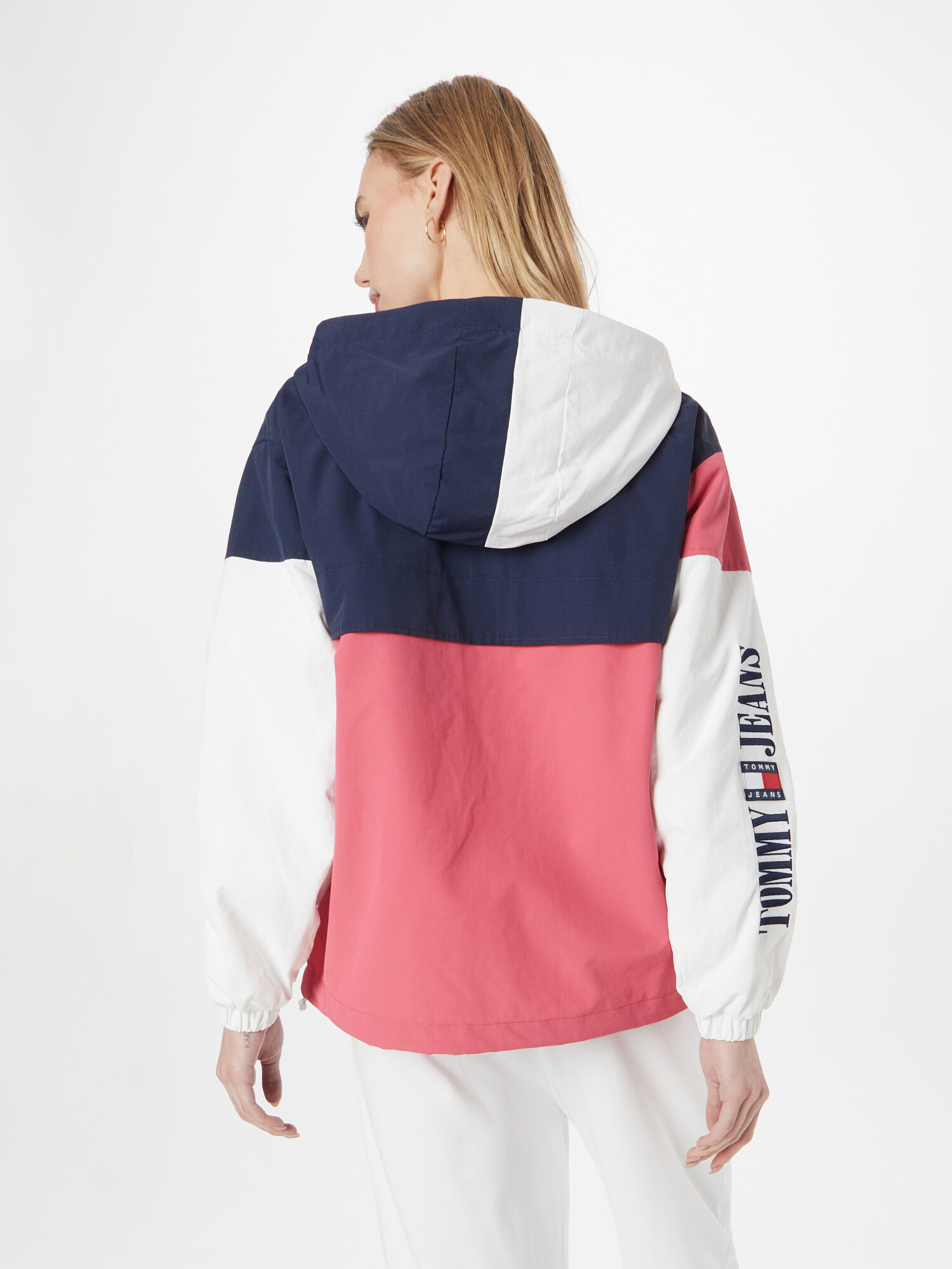 Tommy Jeans Prehodna jakna 'Chicago' nočno modra / roza / rdeča / bela - Pepit.si