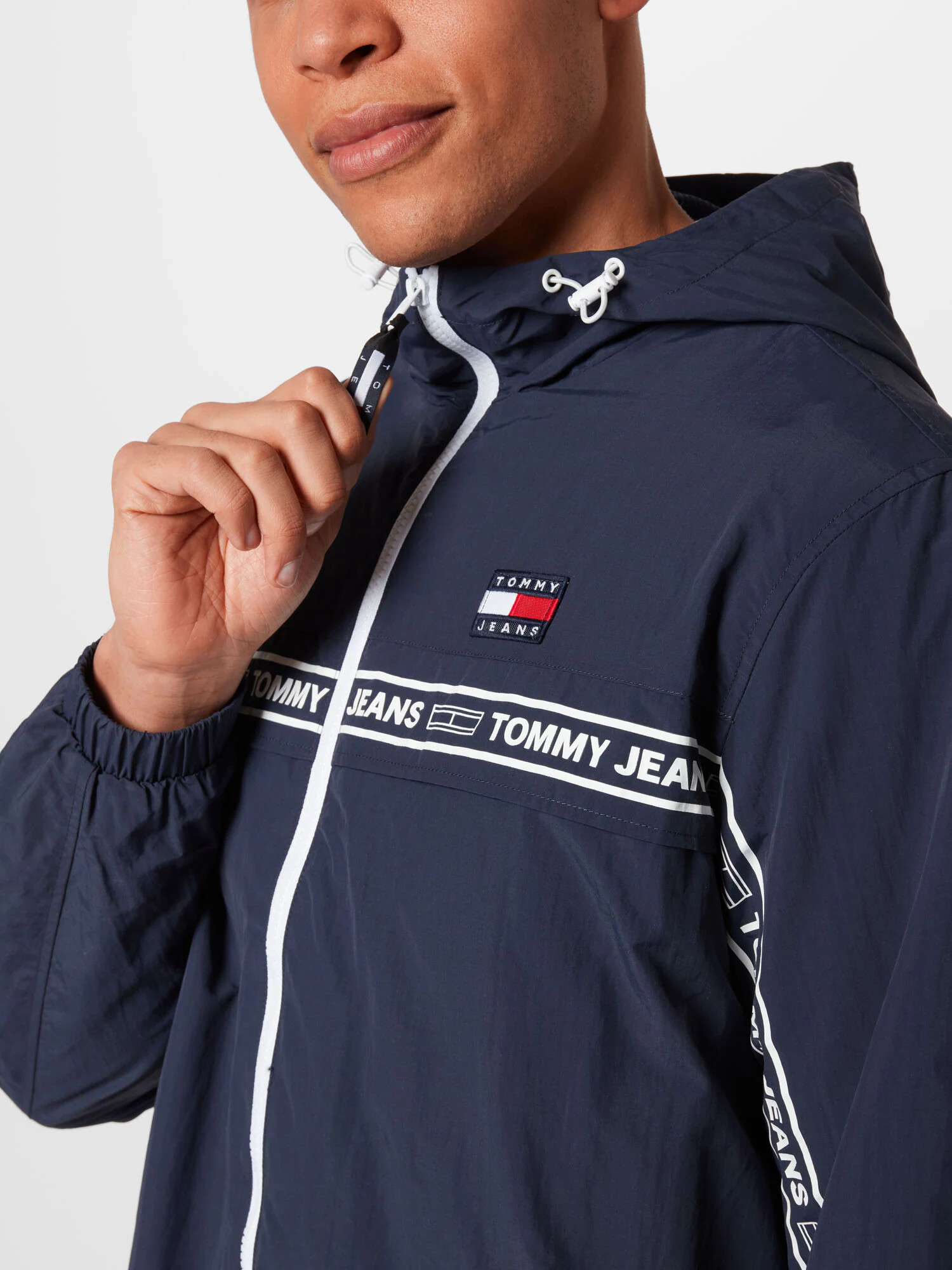 Tommy Jeans Prehodna jakna marine / rdeča / bela - Pepit.si