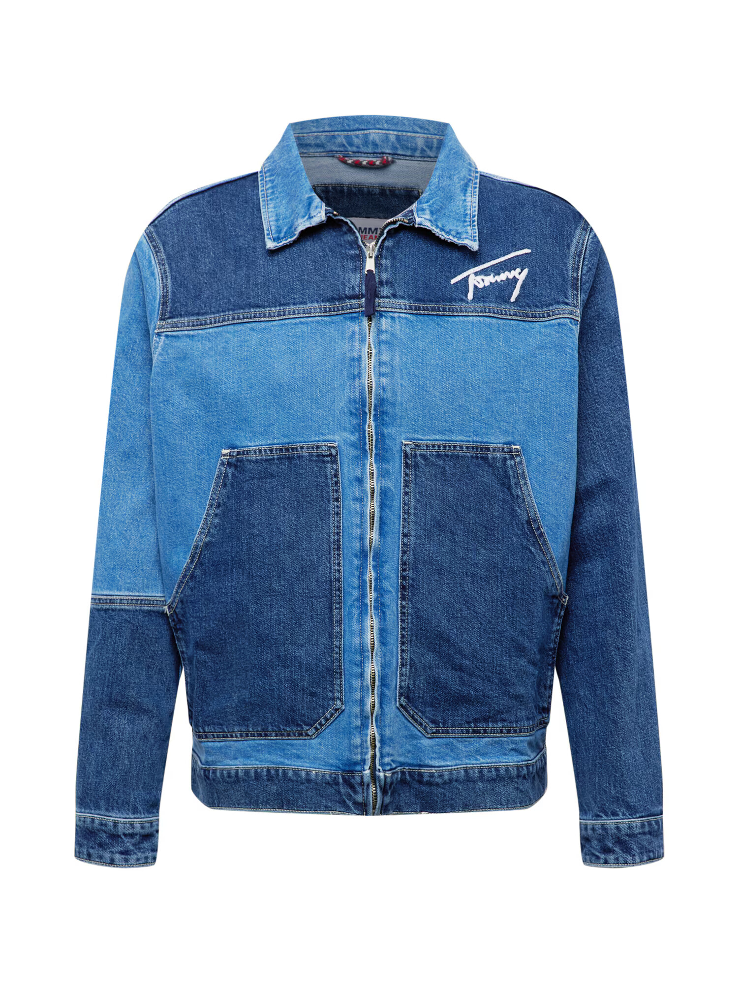 Tommy Jeans Prehodna jakna moder denim / temno modra / bela - Pepit.si