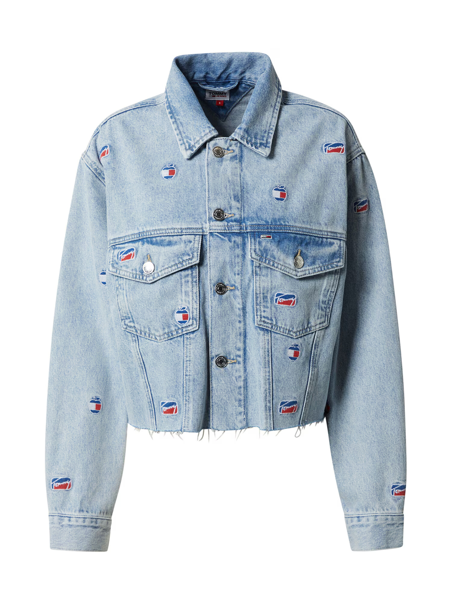 Tommy Jeans Prehodna jakna modra / moder denim / rdeča / bela - Pepit.si