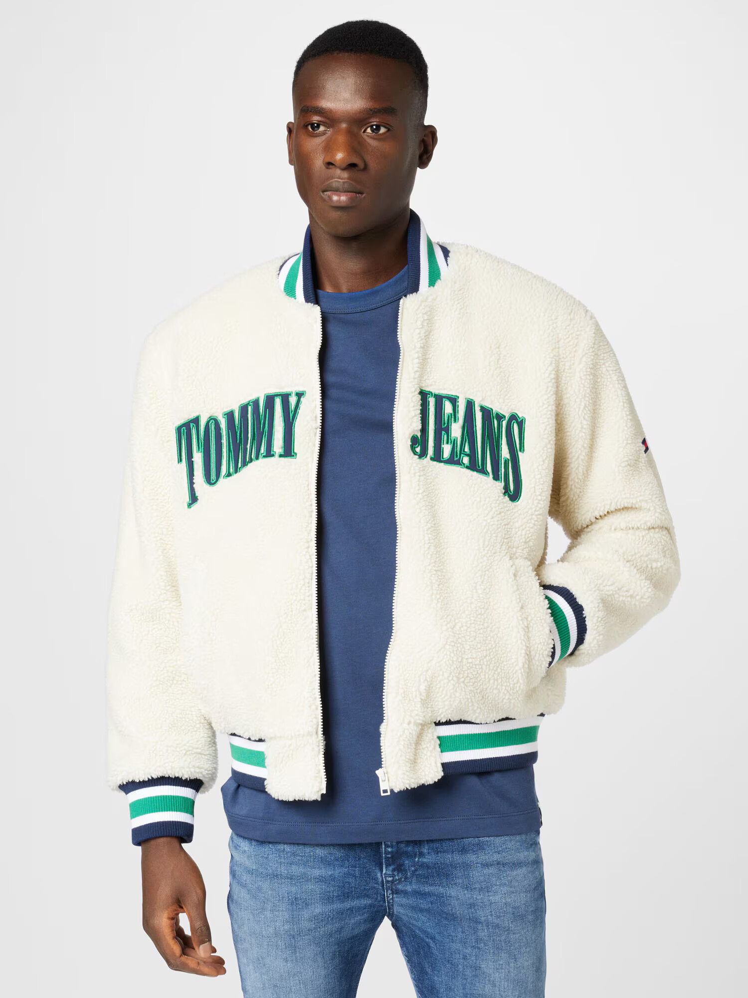 Tommy Jeans Prehodna jakna mornarska / temno zelena / bela - Pepit.si