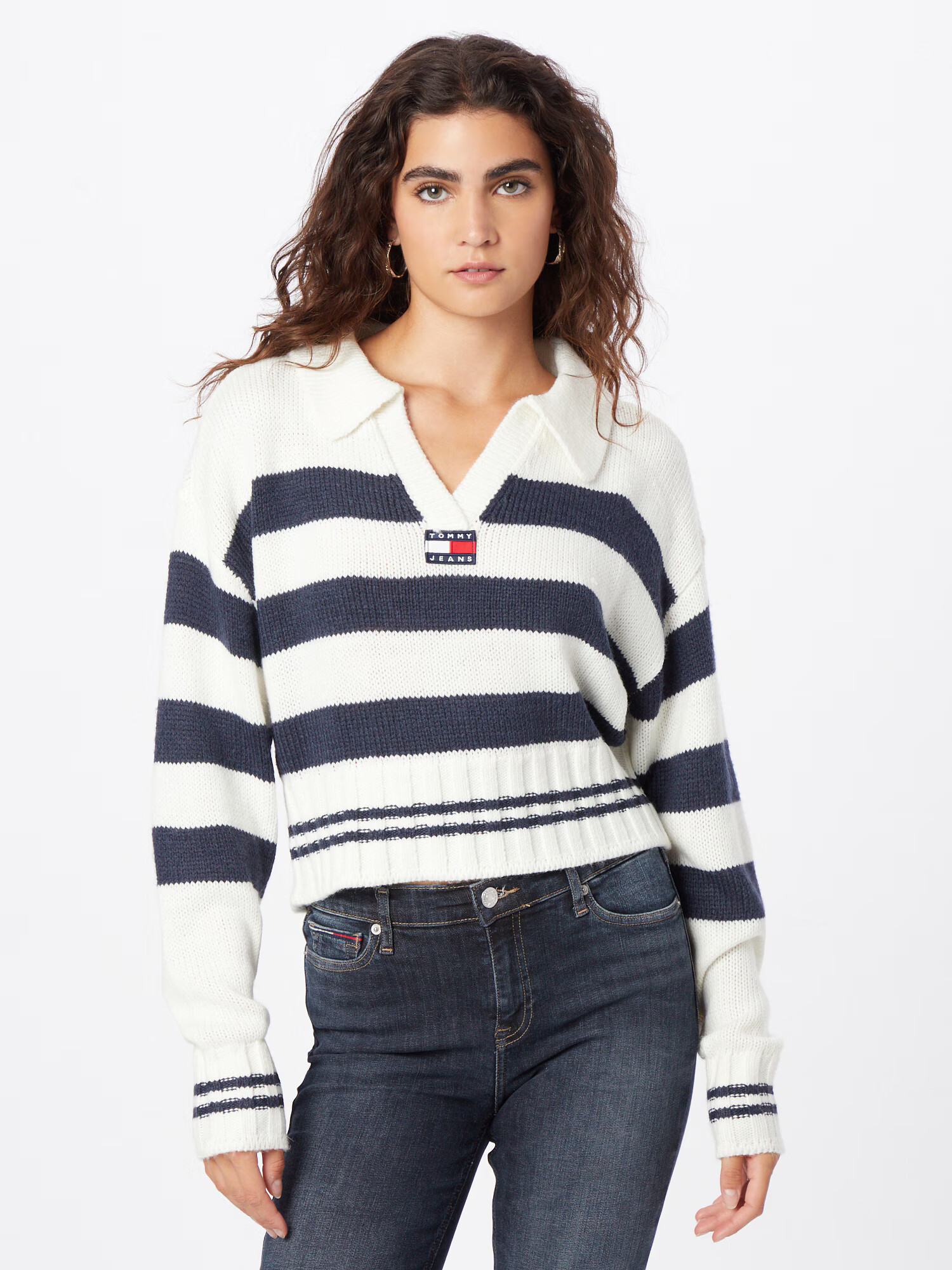 Tommy Jeans Pulover marine / rdeča / bela - Pepit.si