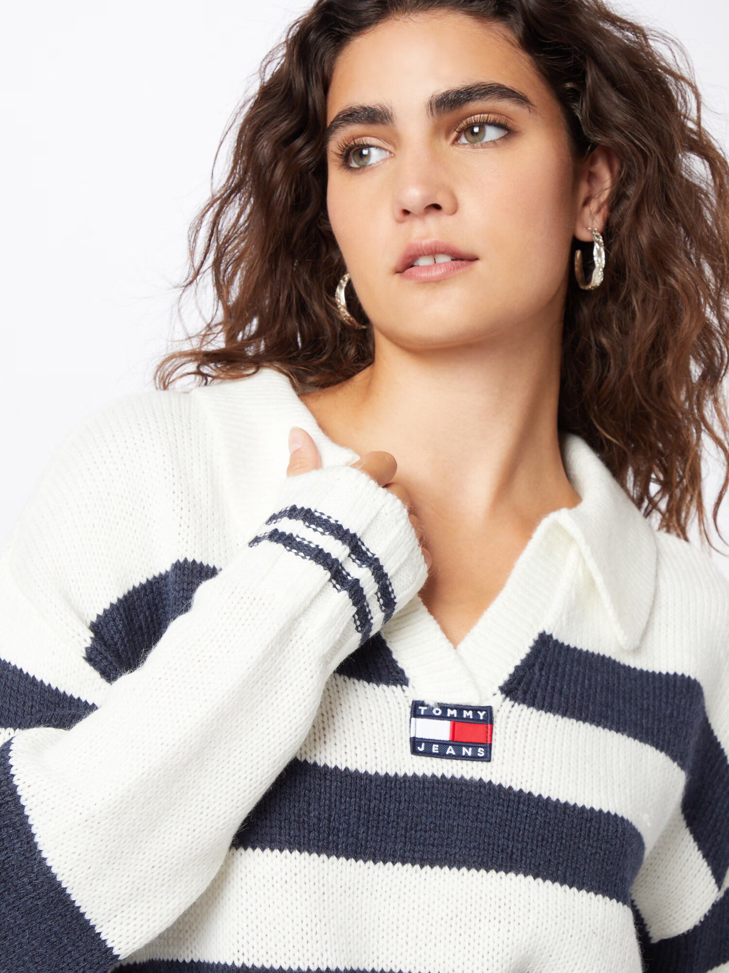 Tommy Jeans Pulover marine / rdeča / bela - Pepit.si