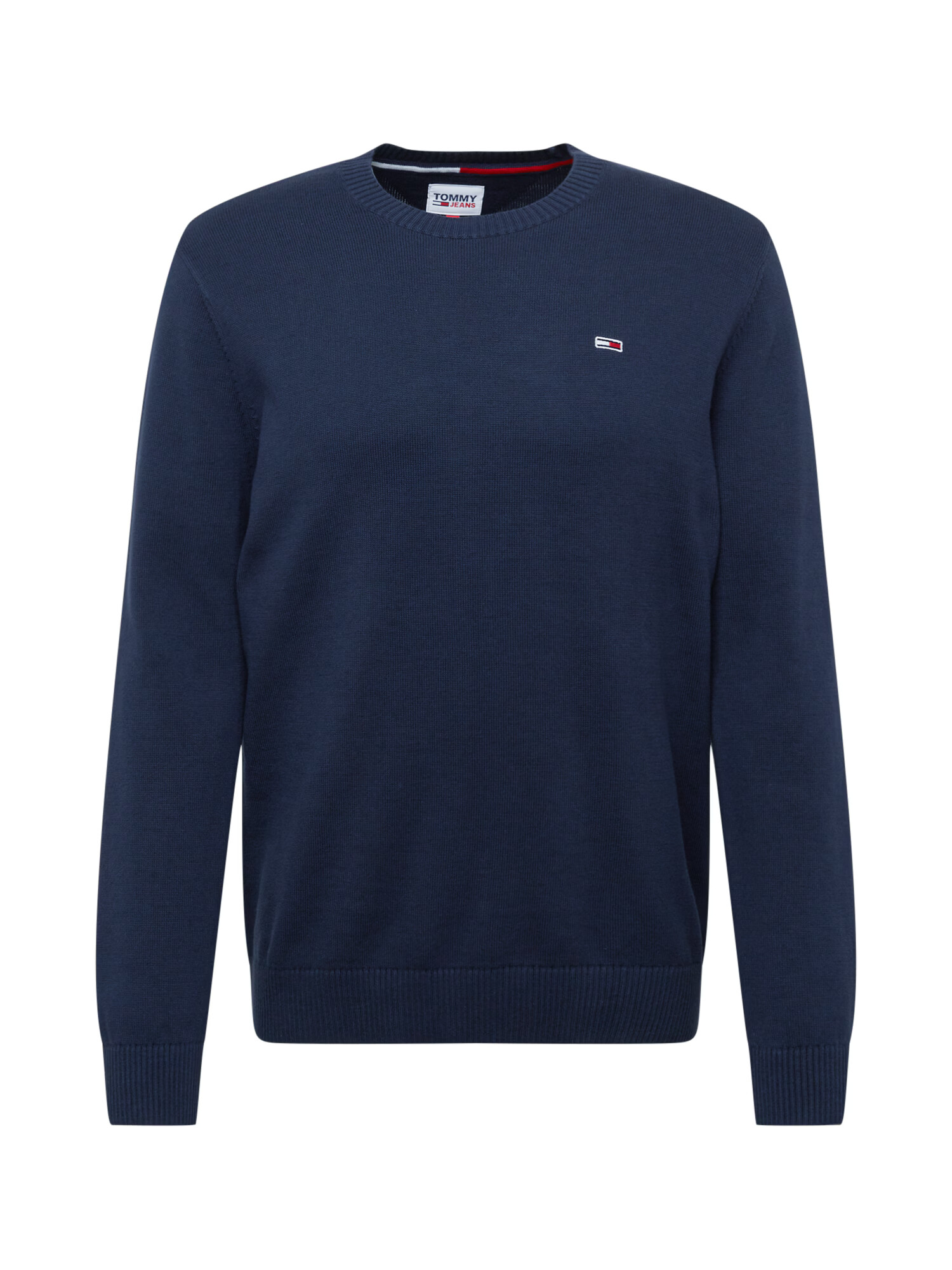 Tommy Jeans Pulover mornarska / ognjeno rdeča / bela - Pepit.si