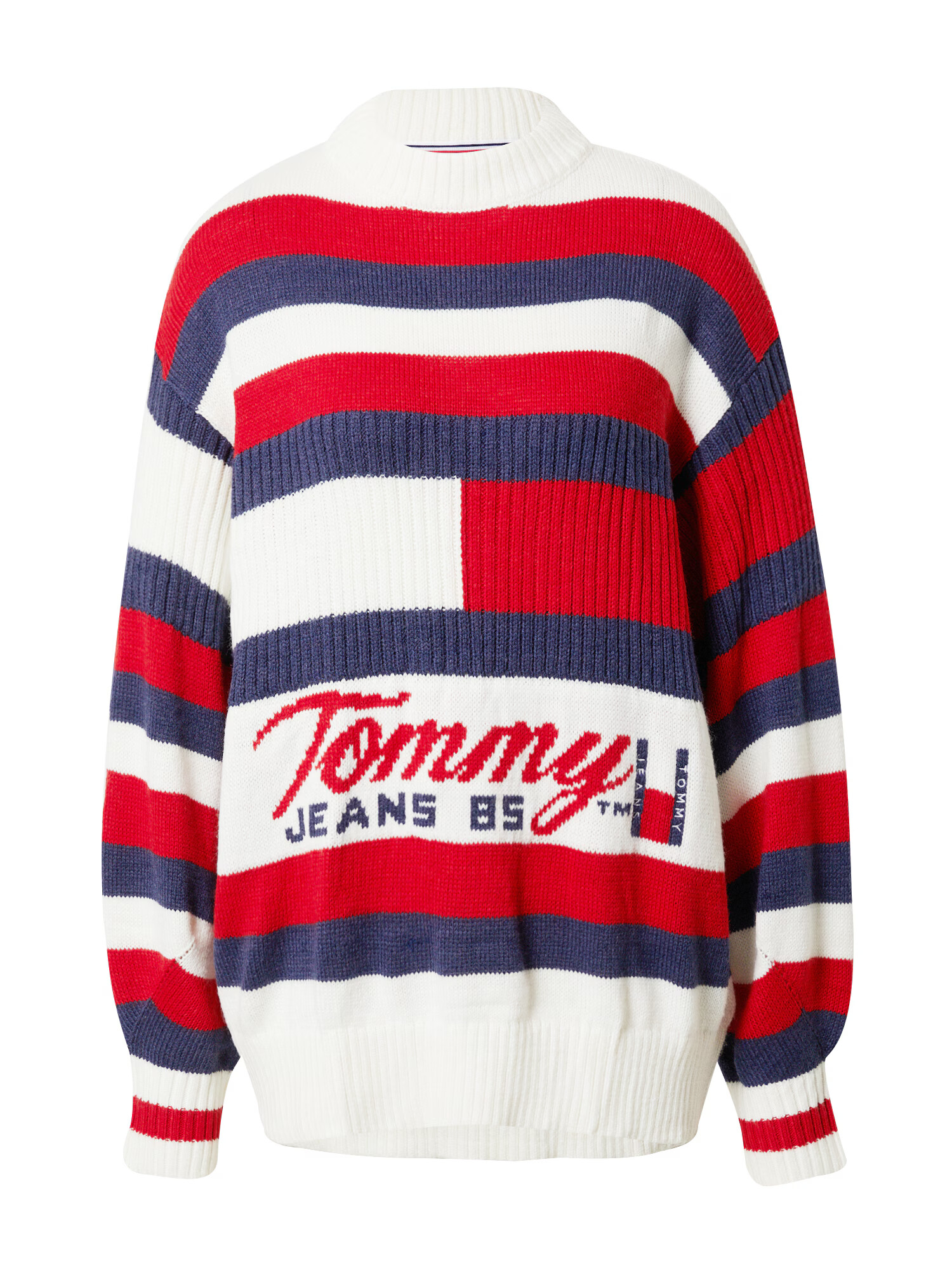 Tommy Jeans Pulover mornarska / rdeča / bela - Pepit.si