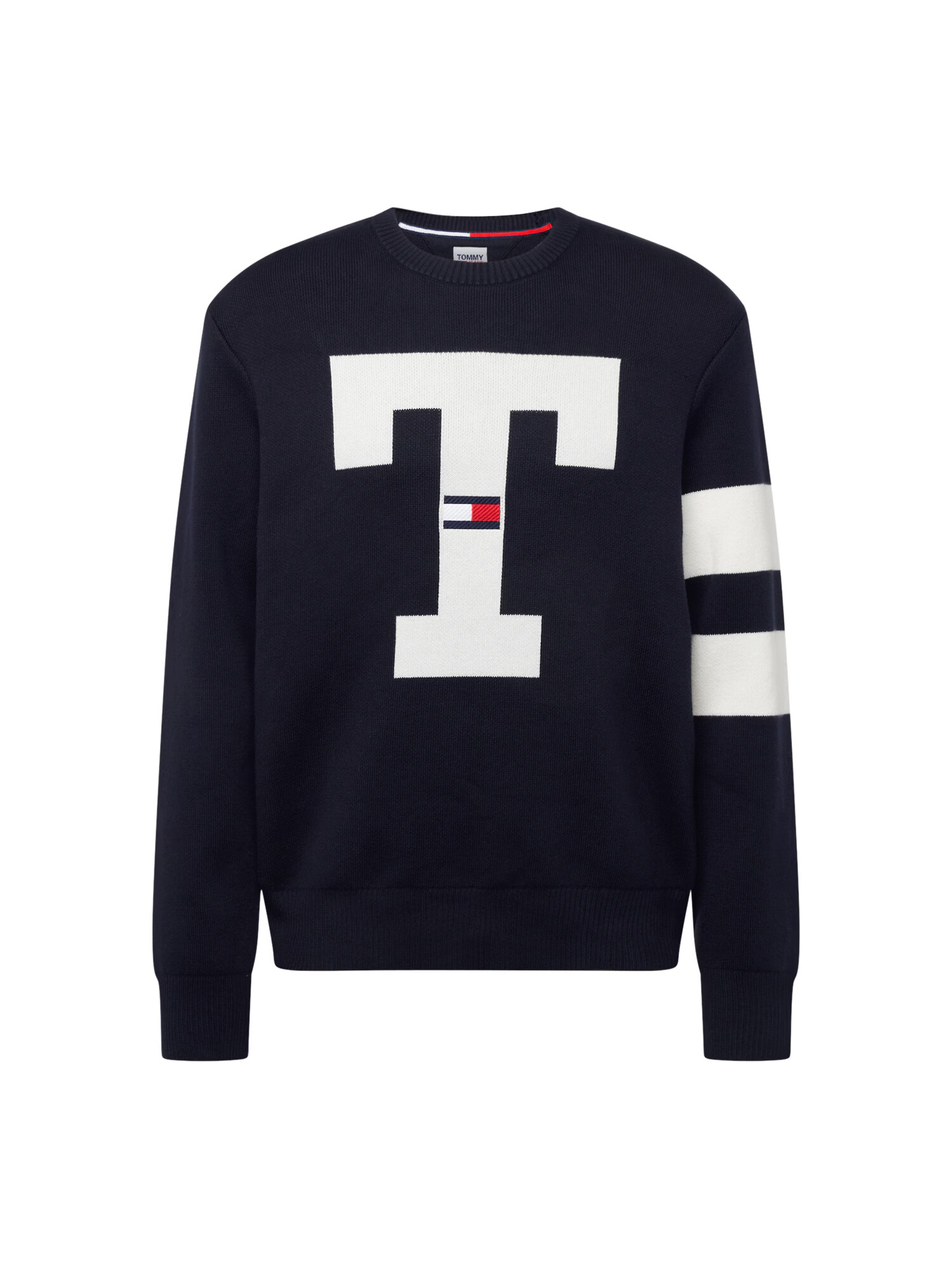 Tommy Jeans Pulover mornarska / rdeča / bela - Pepit.si