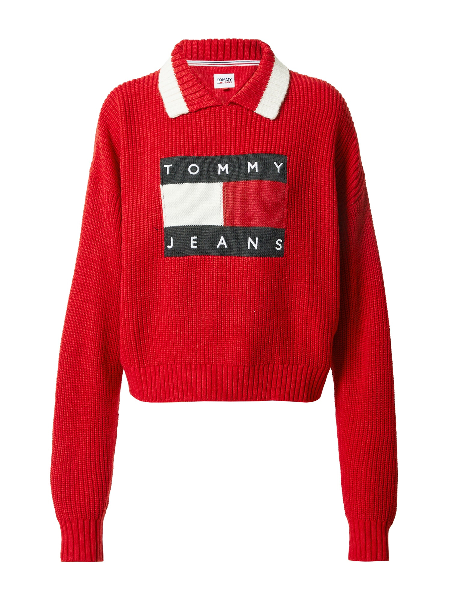 Tommy Jeans Pulover mornarska / rdeča / bela - Pepit.si