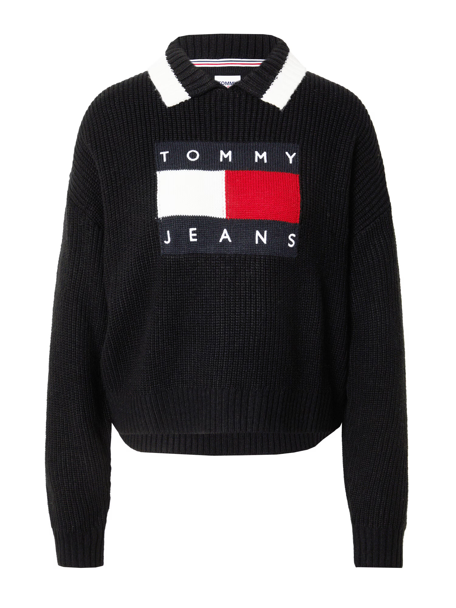 Tommy Jeans Pulover mornarska / ognjeno rdeča / črna / bela - Pepit.si