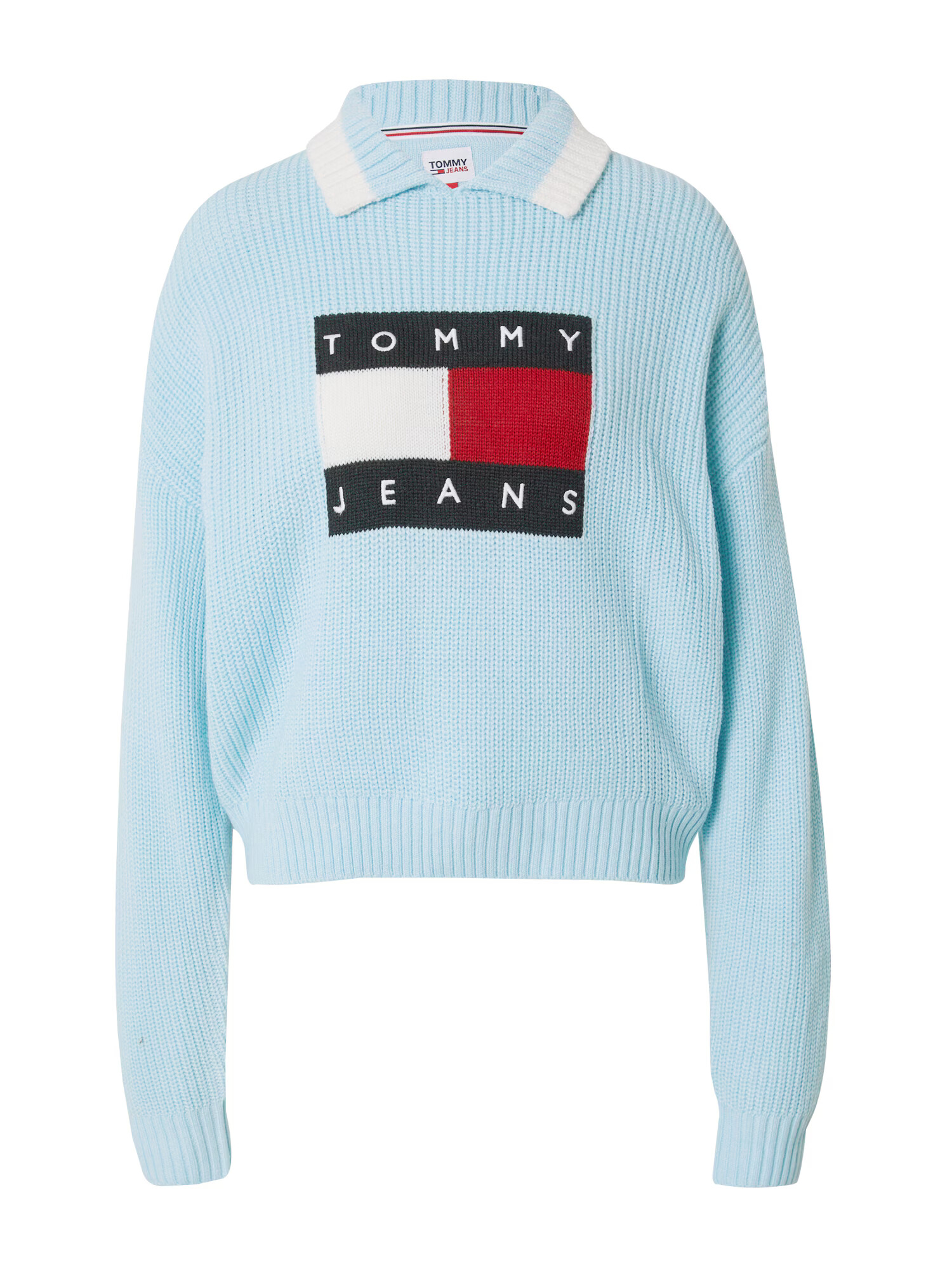 Tommy Jeans Pulover svetlo modra / rdeča / črna / bela - Pepit.si