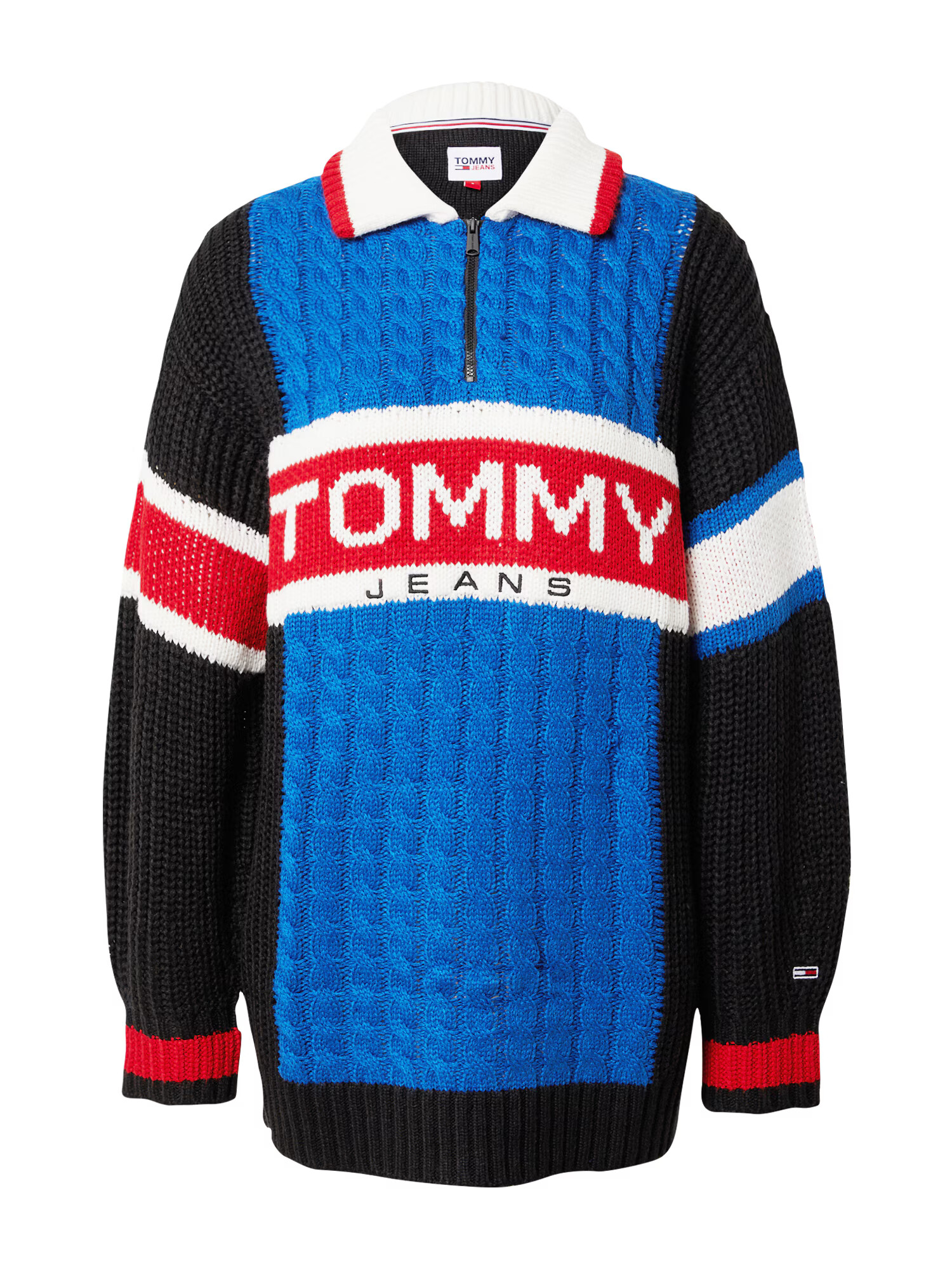 Tommy Jeans Pulover svetlo modra / rdeča / črna / bela - Pepit.si