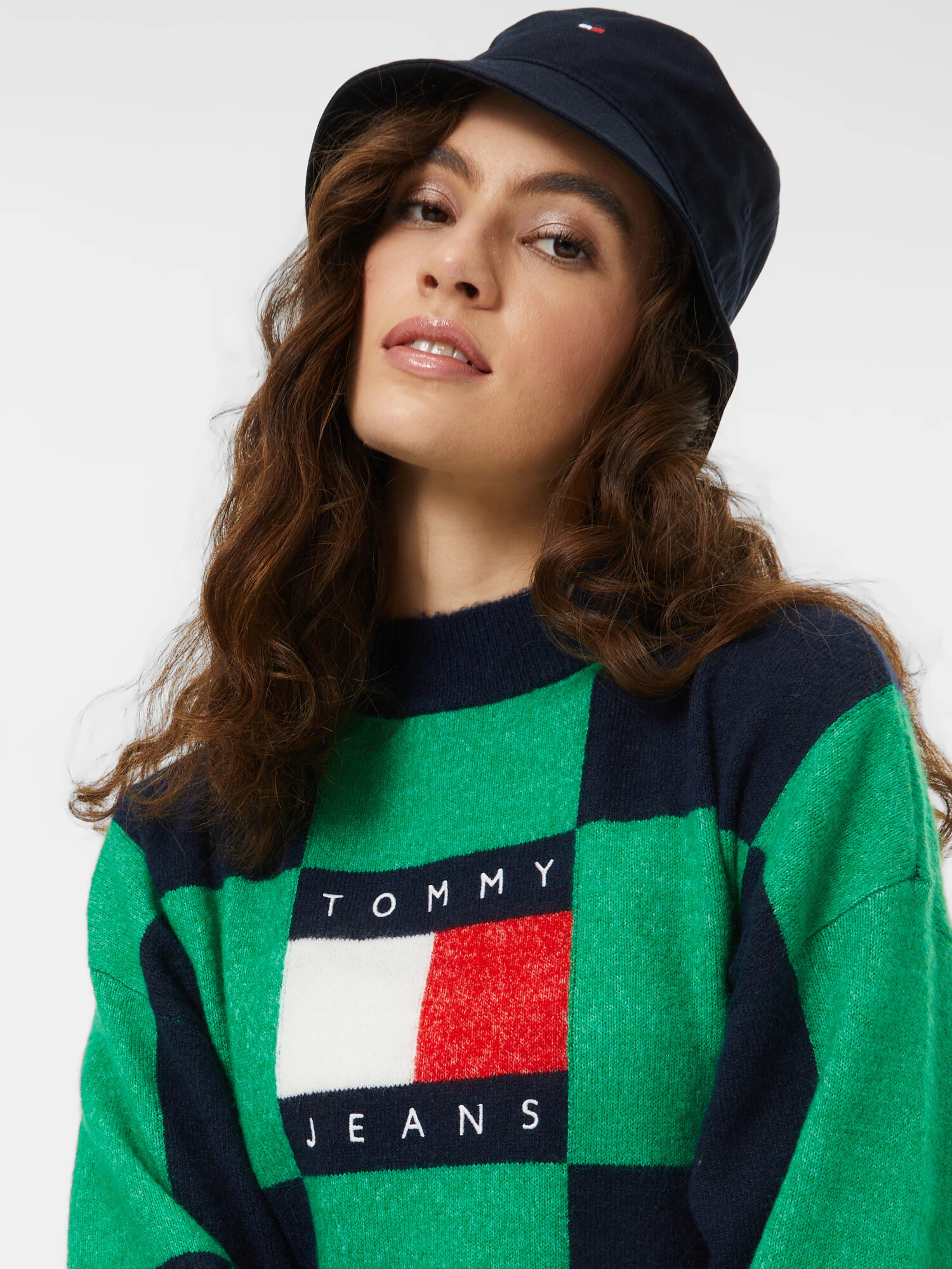 Tommy Jeans Pulover temno modra / zelena / rdeča / bela - Pepit.si