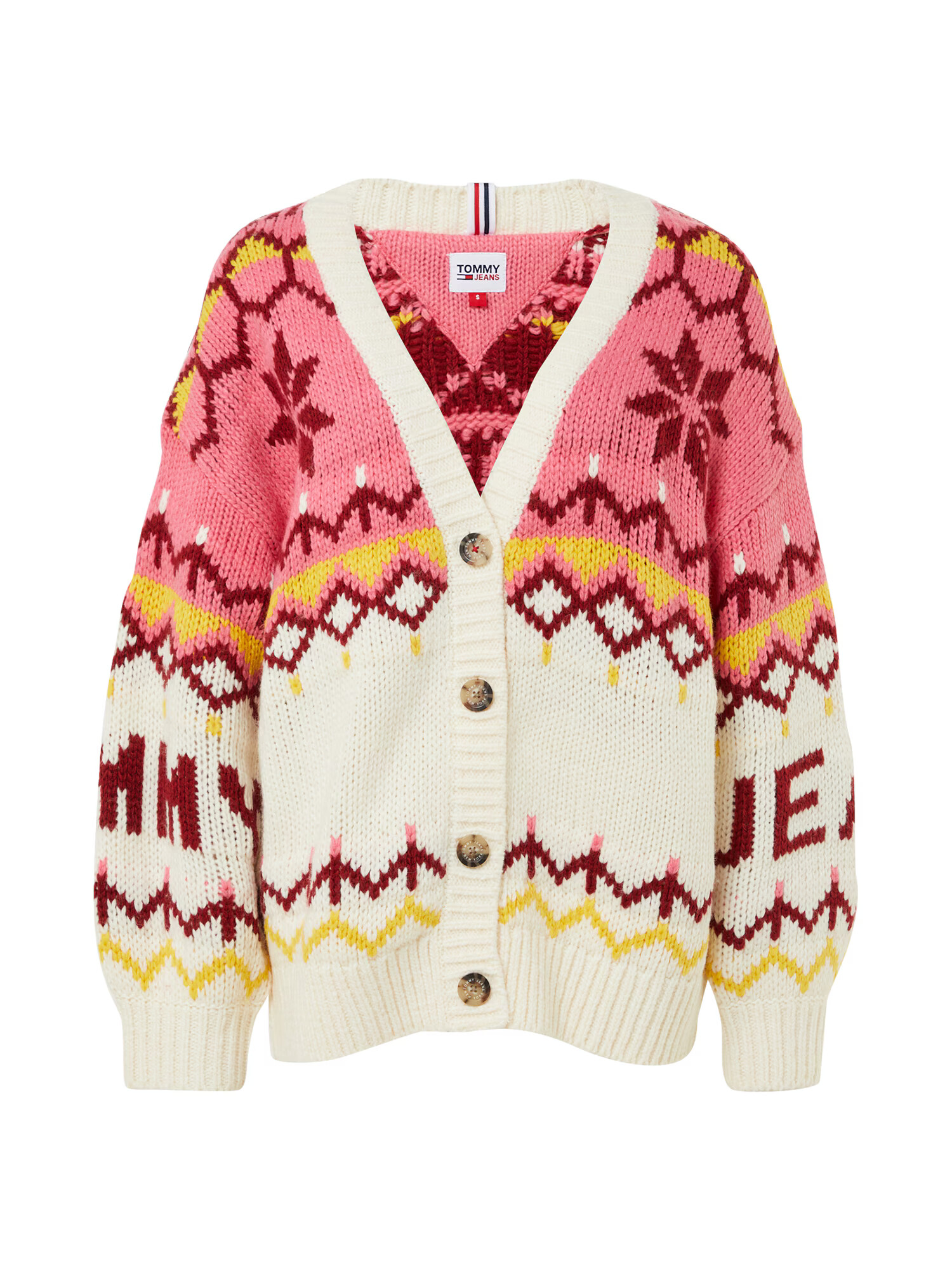 Tommy Jeans Strickjacke 'Fairisle' roza / bela - Pepit.si