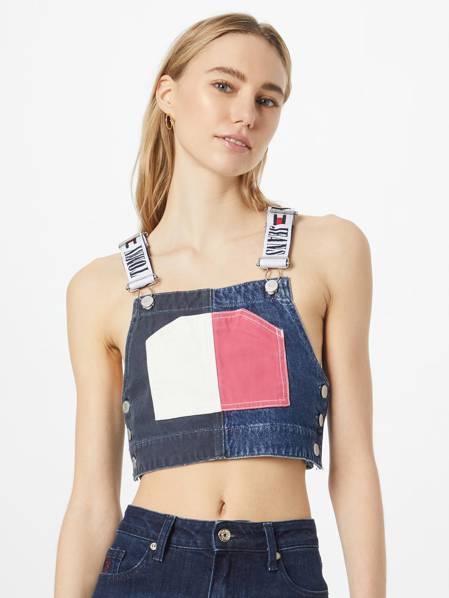 Tommy Jeans Top moder denim / rdeča / črn denim / bela - Pepit.si