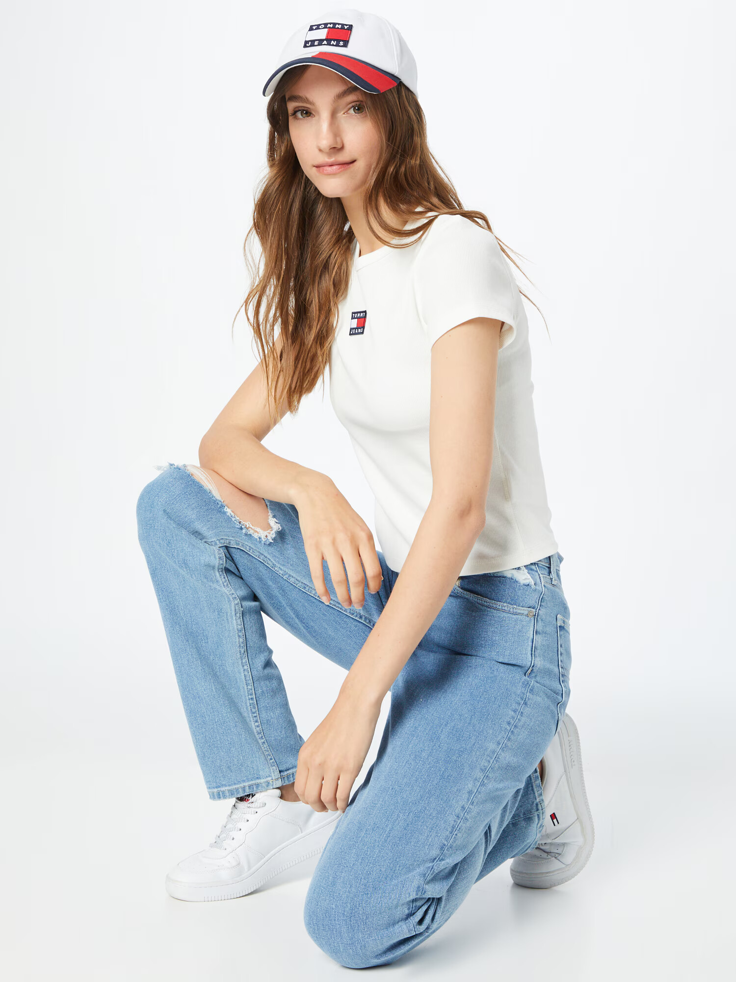 Tommy Jeans Top modra / rdeča / bela - Pepit.si