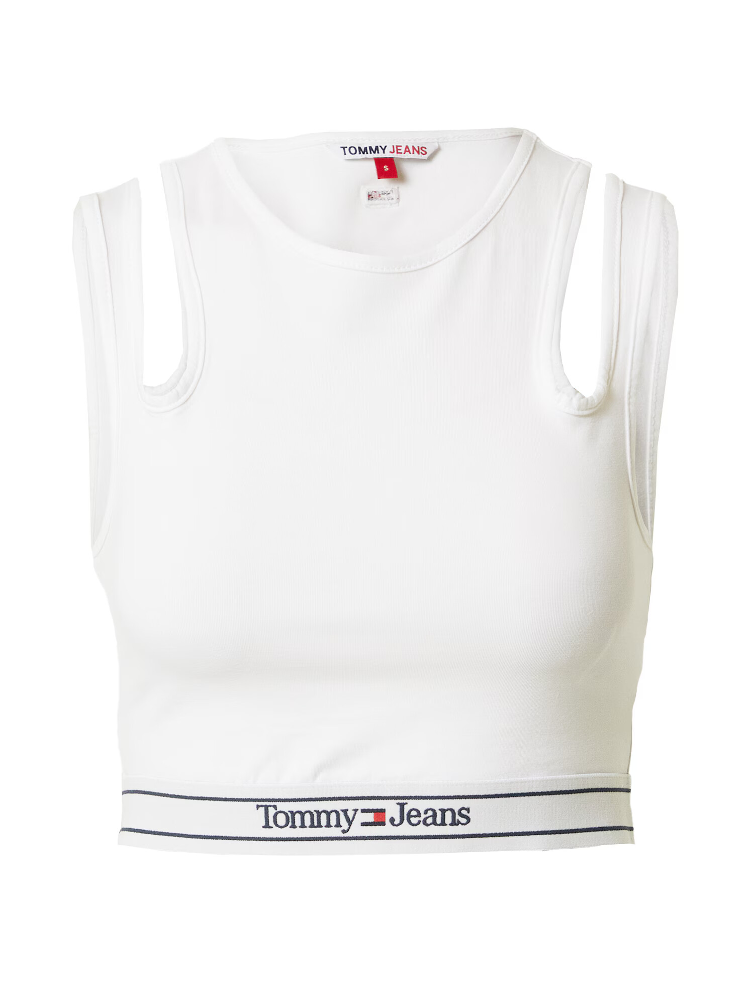 Tommy Jeans Top mornarska / ognjeno rdeča / bela - Pepit.si