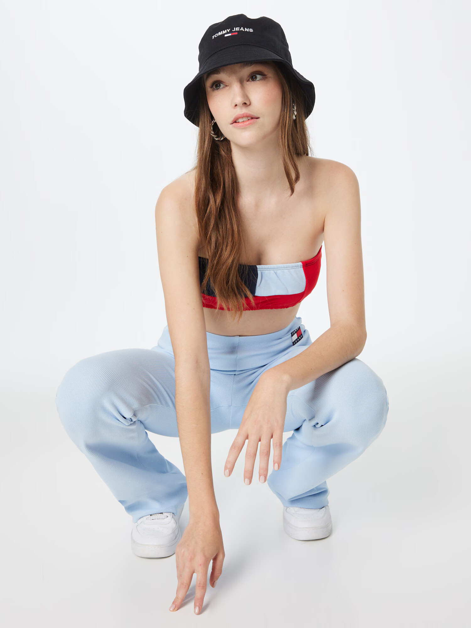 Tommy Jeans Top nočno modra / svetlo modra / rdeča / bela - Pepit.si