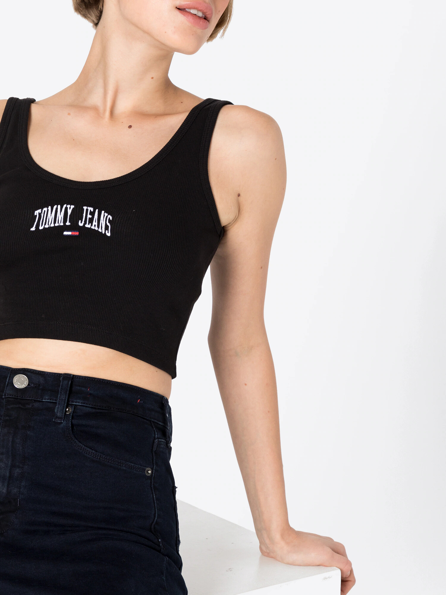 Tommy Jeans Top rdeča / črna / bela - Pepit.si