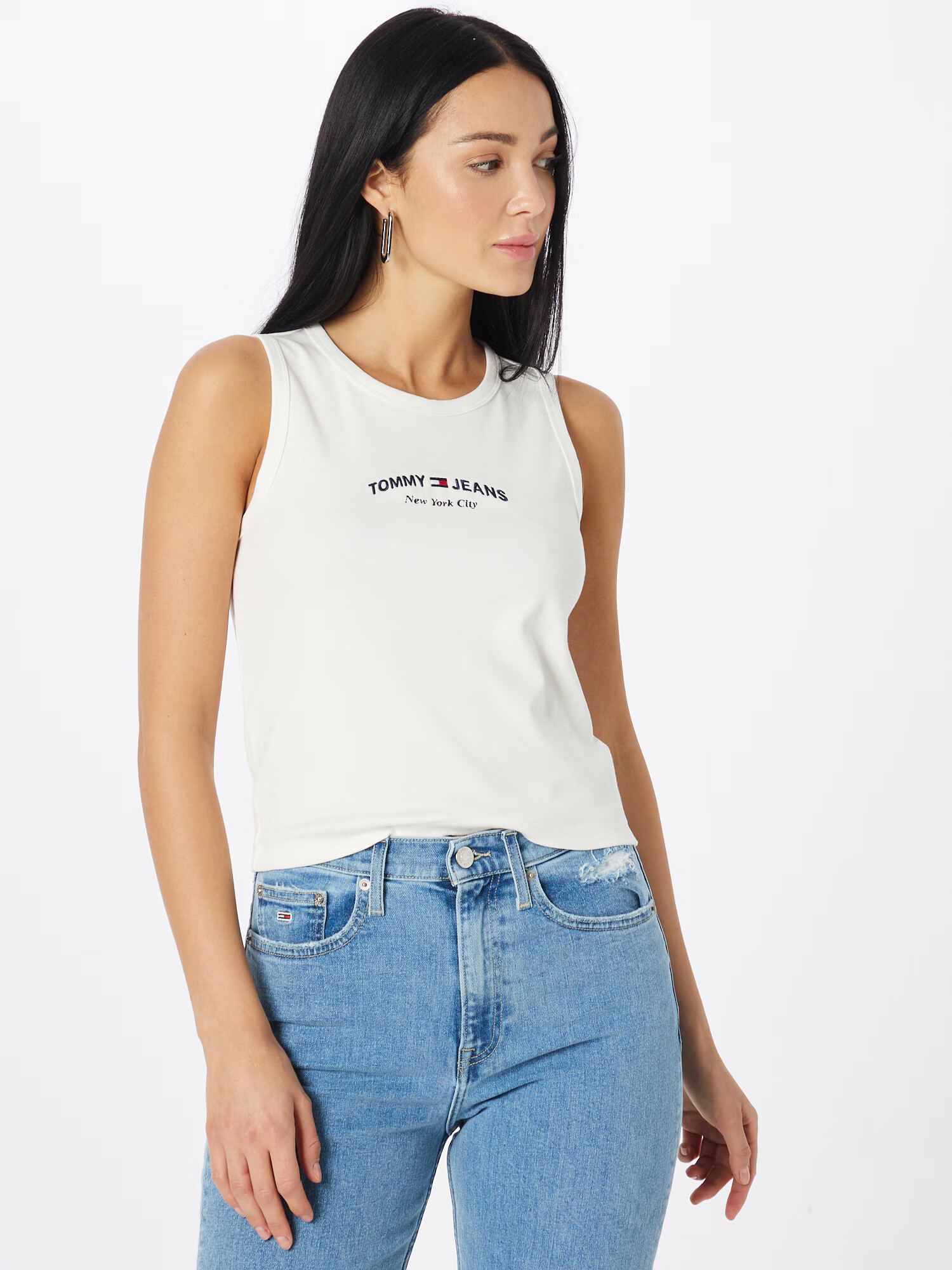 Tommy Jeans Top temno modra / rdeča / off-bela - Pepit.si