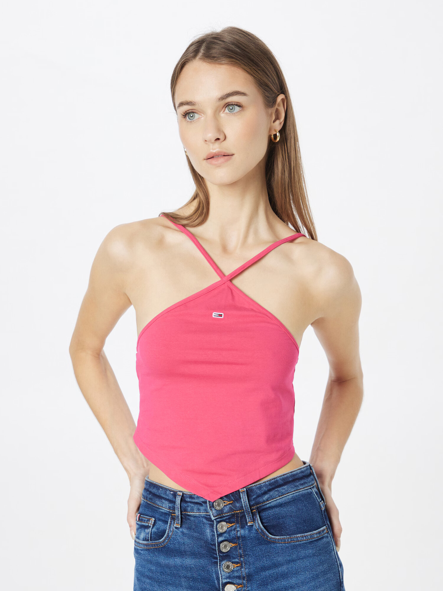 Tommy Jeans Top temno modra / svetlo roza / bela - Pepit.si