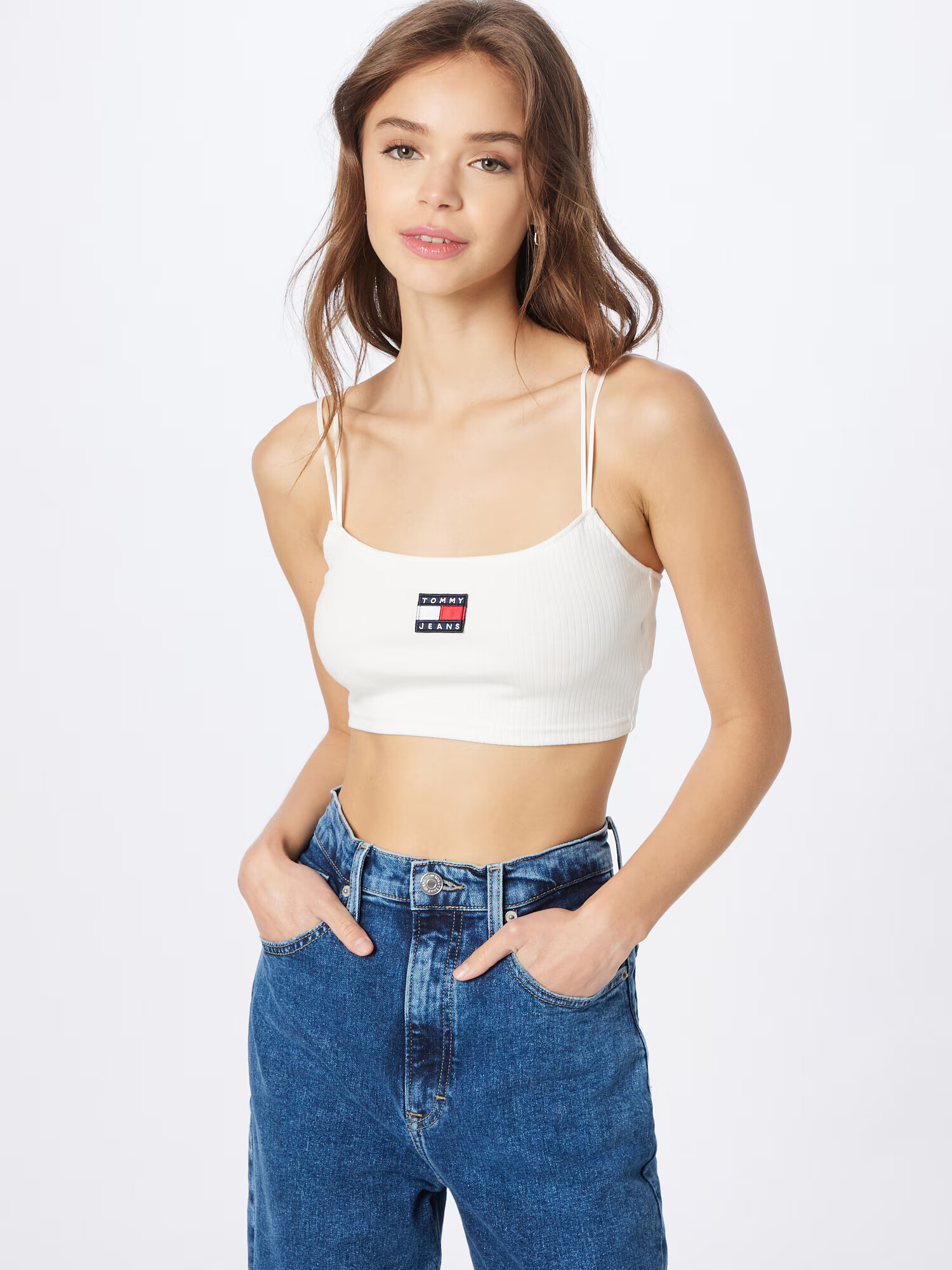 Tommy Jeans Top temno modra / živo rdeča / jajčna lupina - Pepit.si