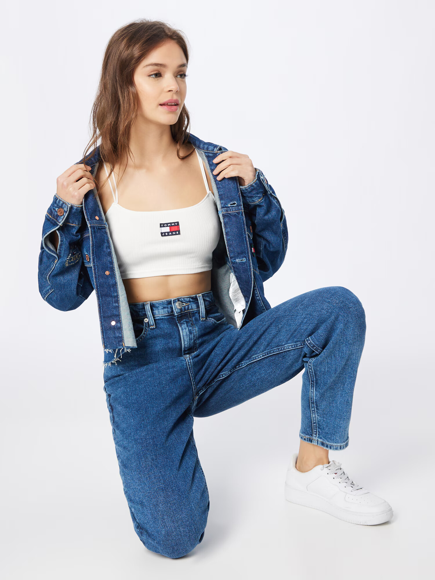 Tommy Jeans Top temno modra / živo rdeča / jajčna lupina - Pepit.si