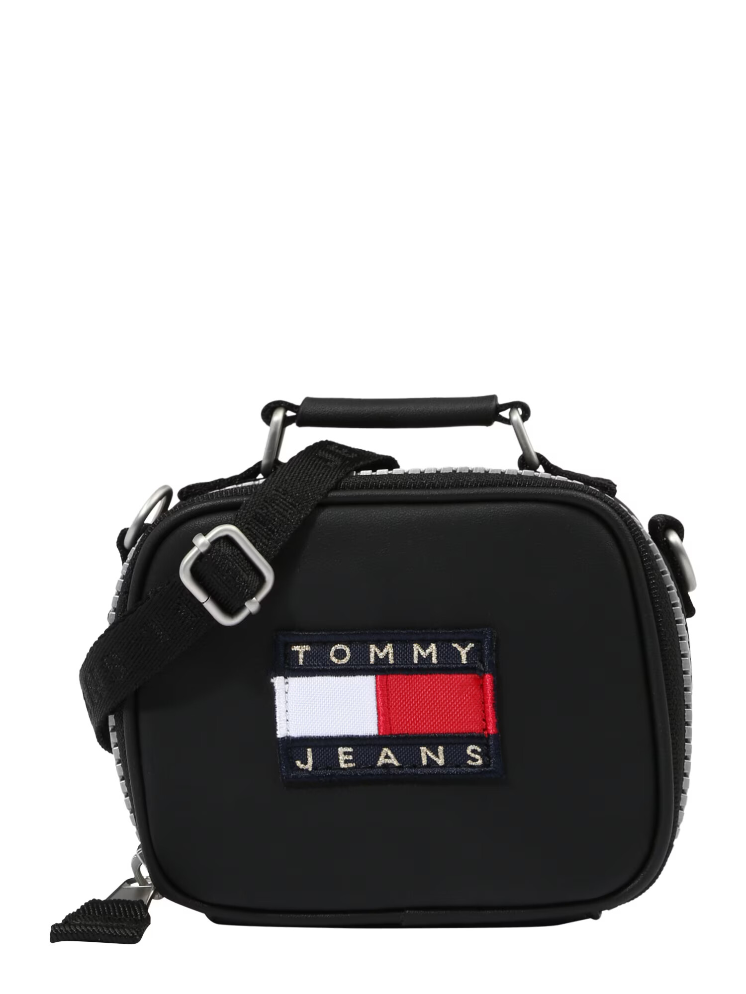 Tommy Jeans Torba za čez ramo 'Heritage' črna / bela / rdeča / ultra mornarsko modra - Pepit.si