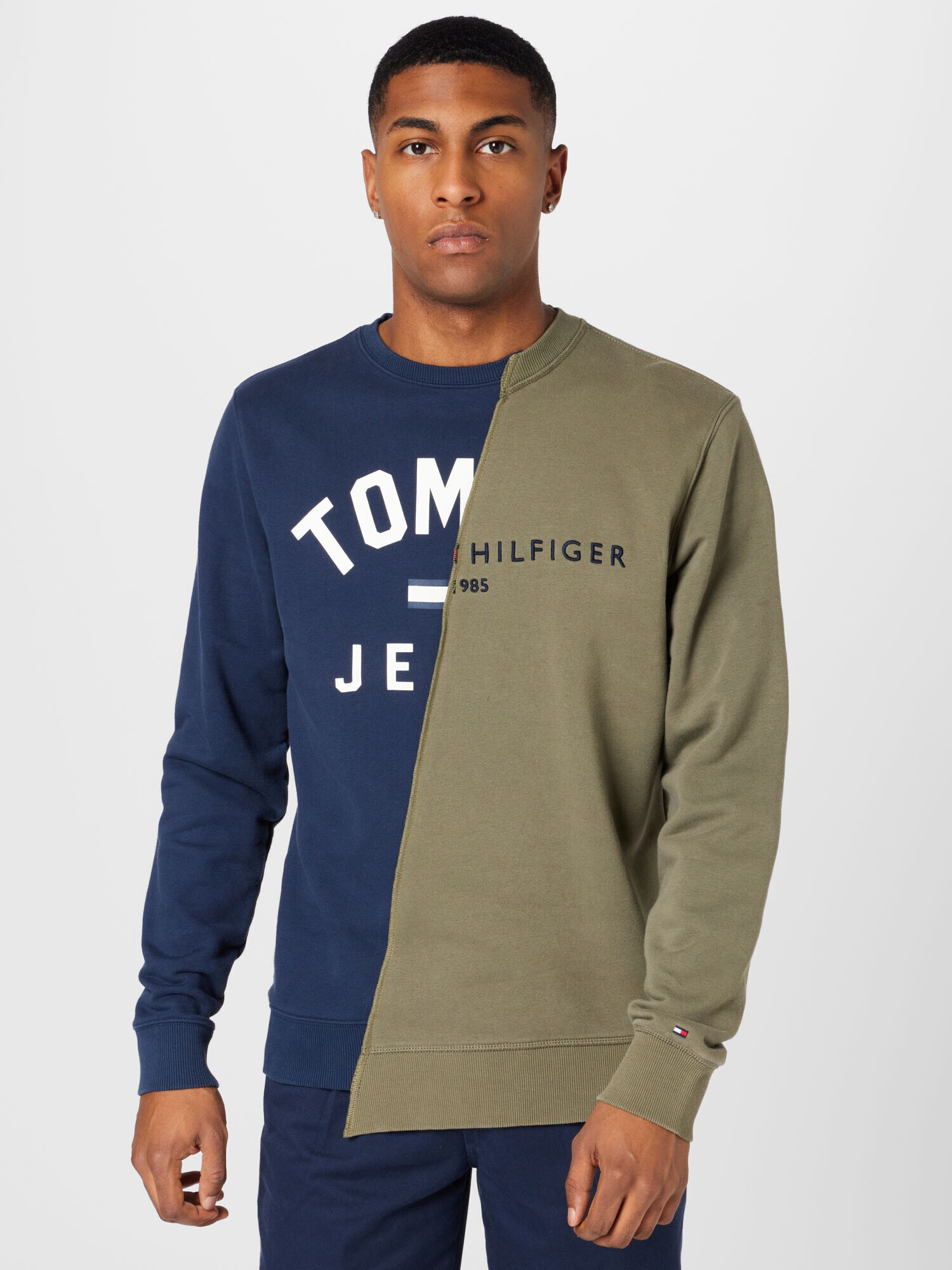 Tommy Jeans Majica marine / kaki / bela - Pepit.si