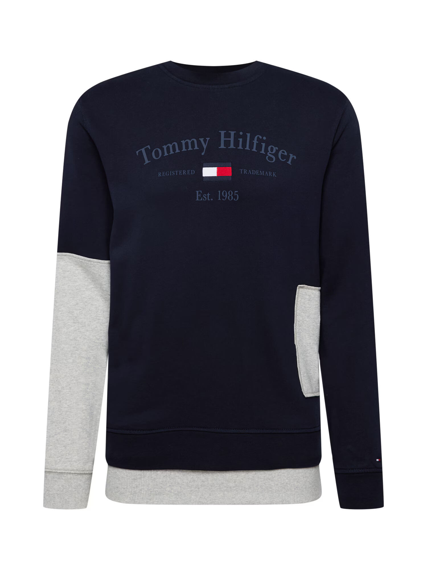 Tommy Jeans Majica mornarska / pegasto siva / rdeča / bela - Pepit.si