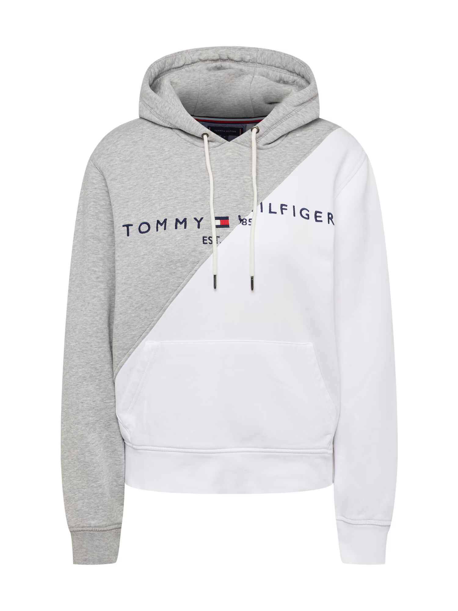 Tommy Jeans Majica mornarska / pegasto siva / rdeča / bela - Pepit.si